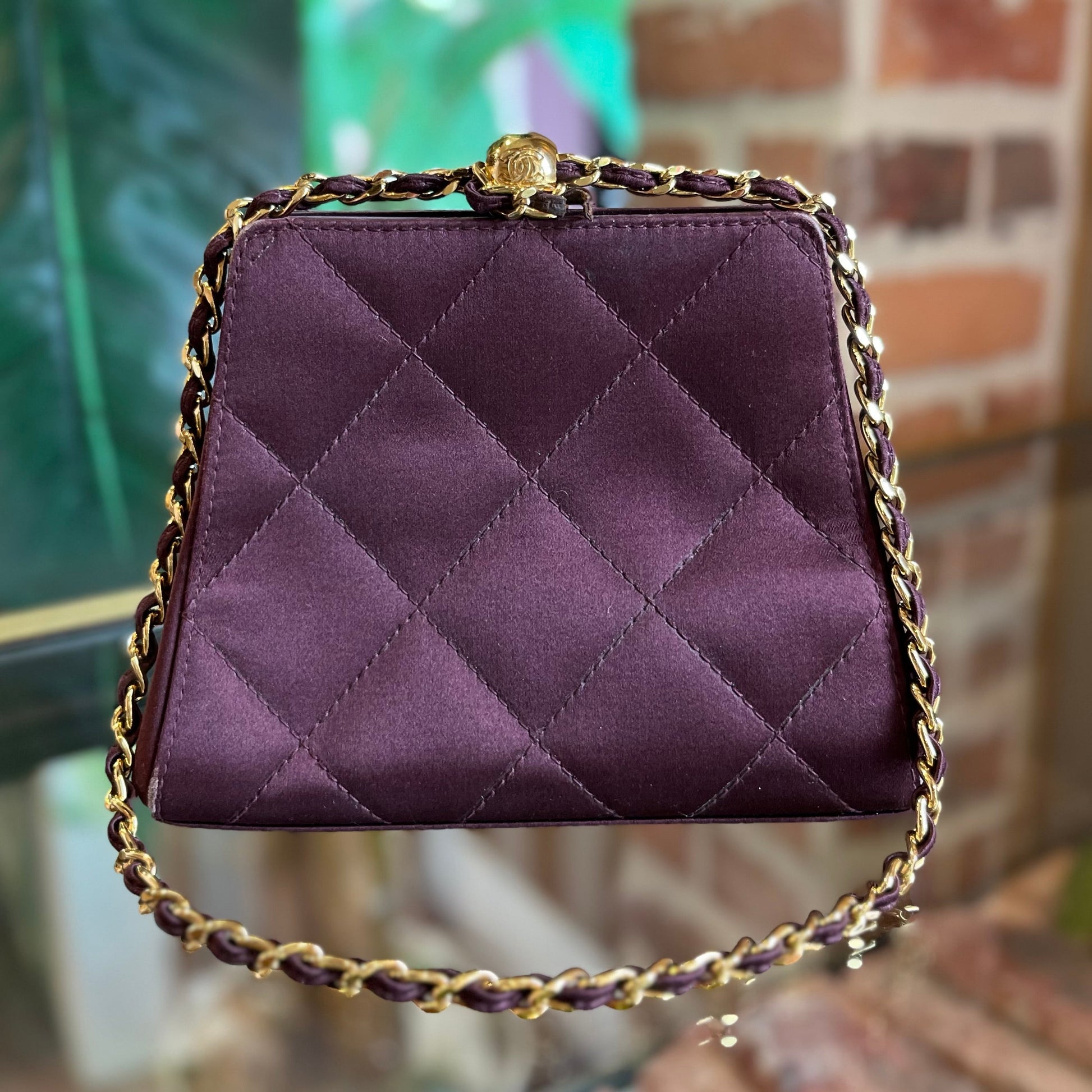 CHANEL Silk Plum Colored Evening Bag