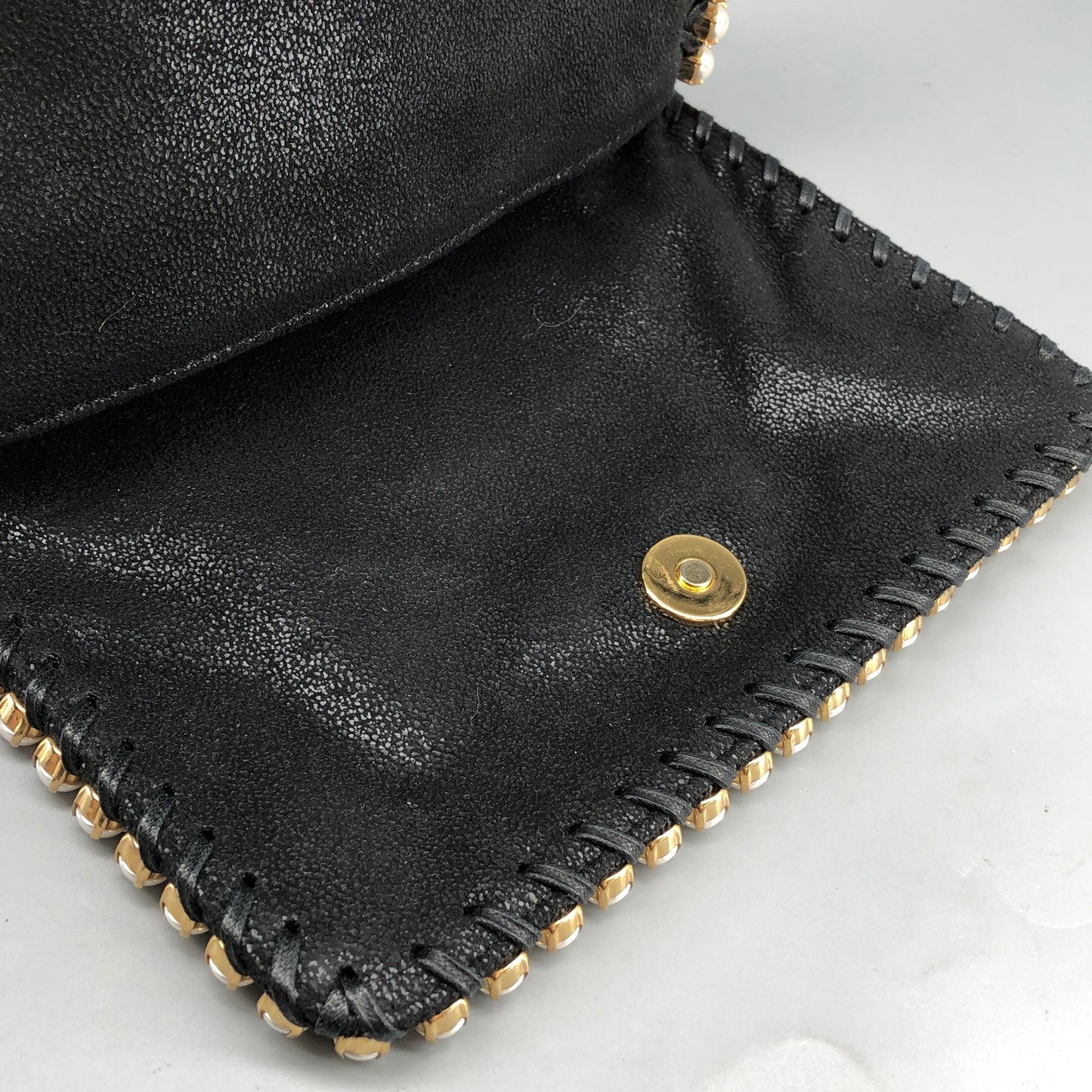 Stella McCartney Falabella Pearl-Trim Crossbody Bag Black/pearl
