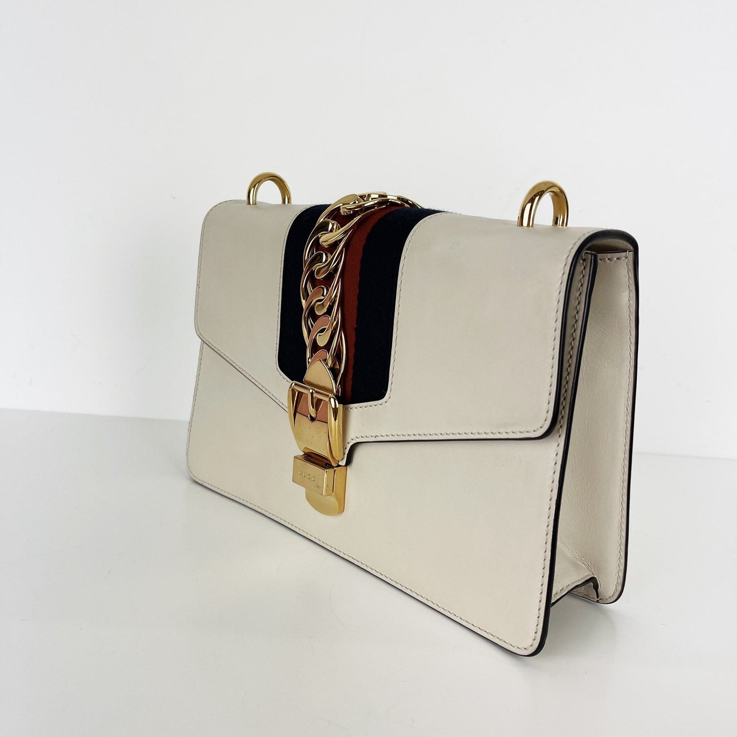 Gucci Nylon Chain Leather Shoulder Bag