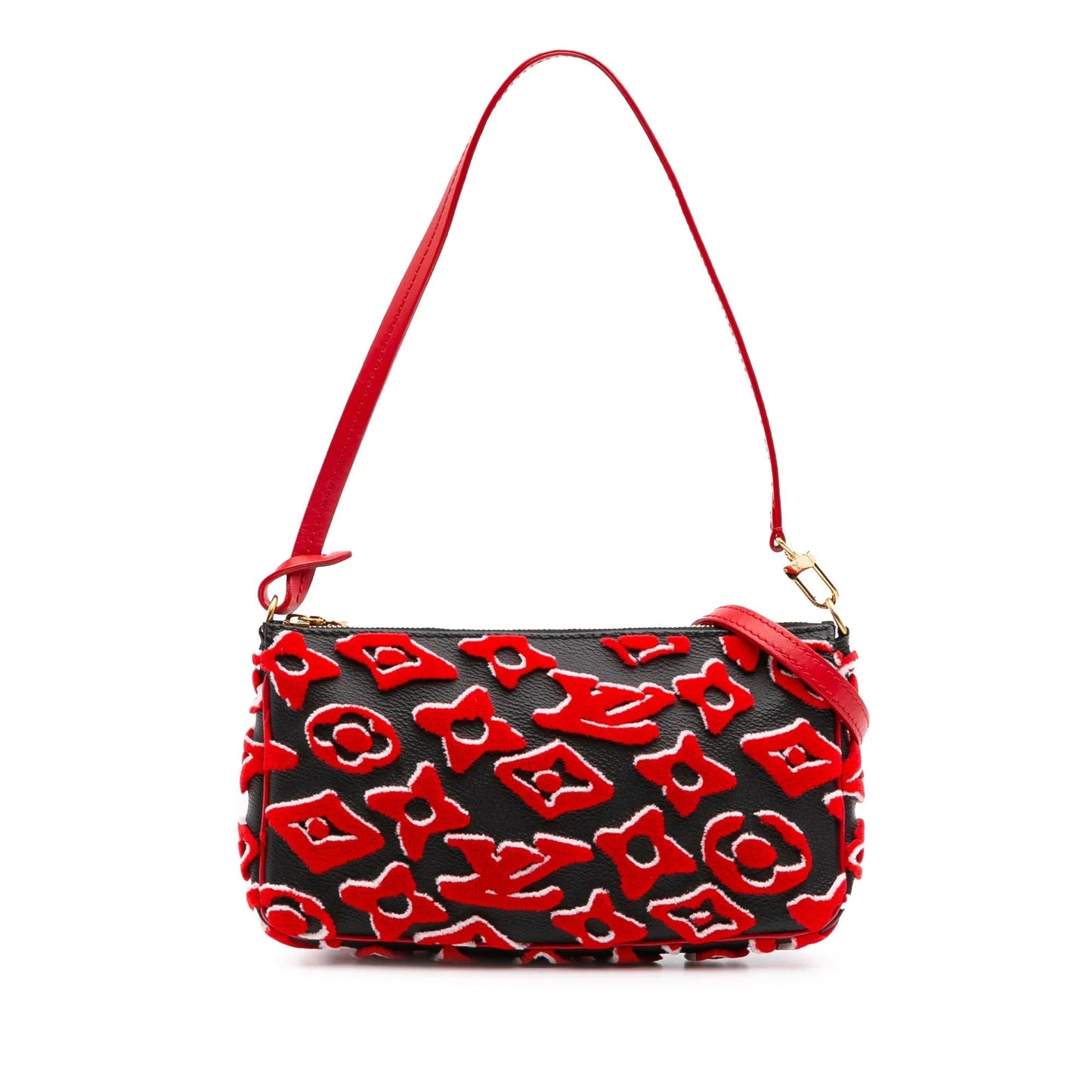Red Louis Vuitton Urs Fischer Monogram Tuffetage Pochette Accessoires Satchel