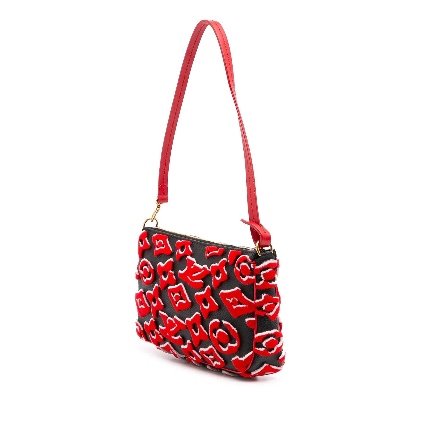 Red Louis Vuitton Urs Fischer Monogram Tuffetage Pochette Accessoires Satchel