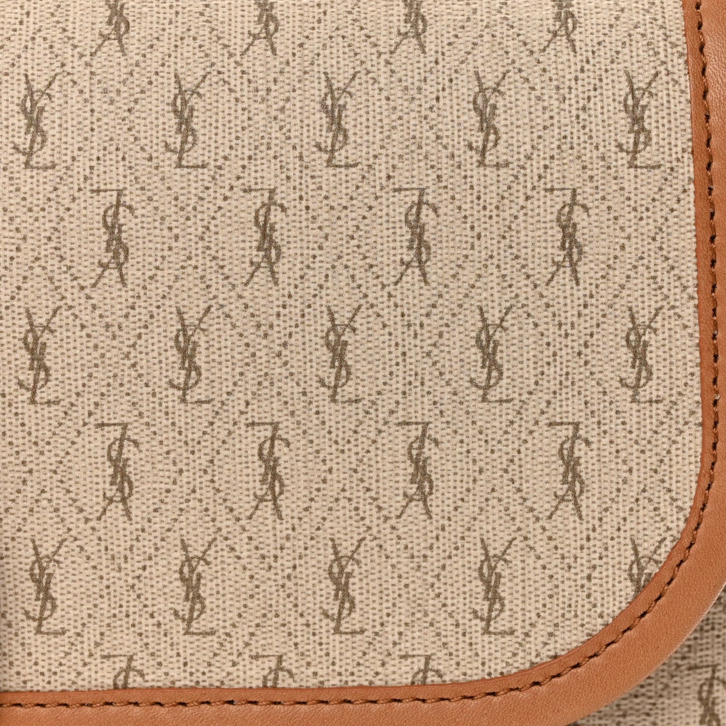 Saint Laurent Canvas All-Over Monogram Small Le Monogramme Satchel Beige Kaki Brown Gold