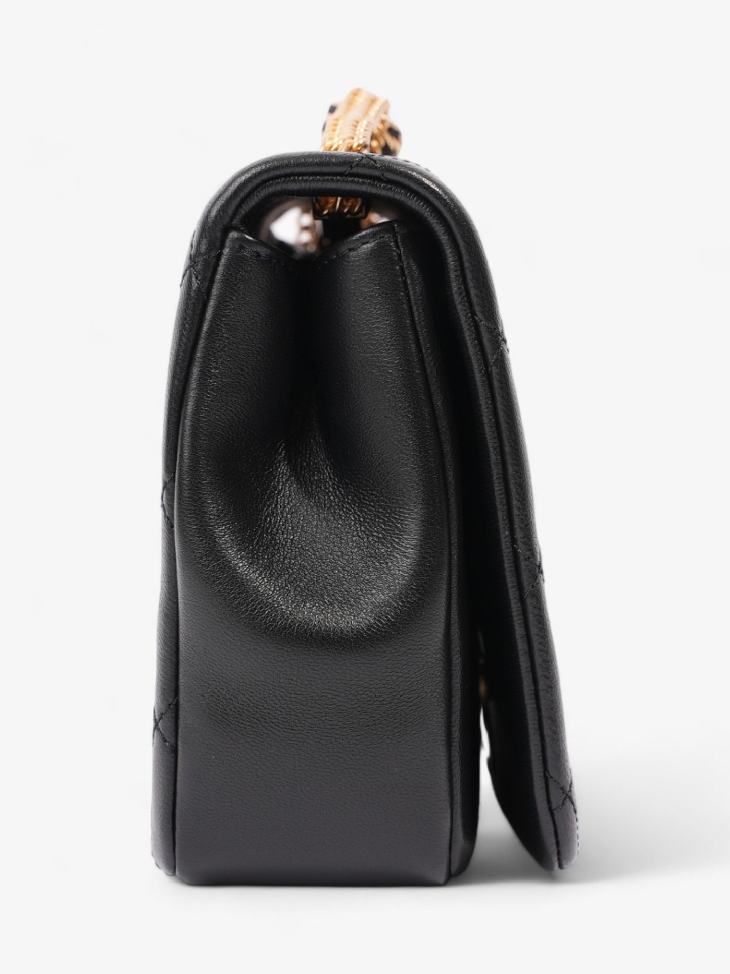 Chanel On And On Full Flap Black Lambskin Leather Small