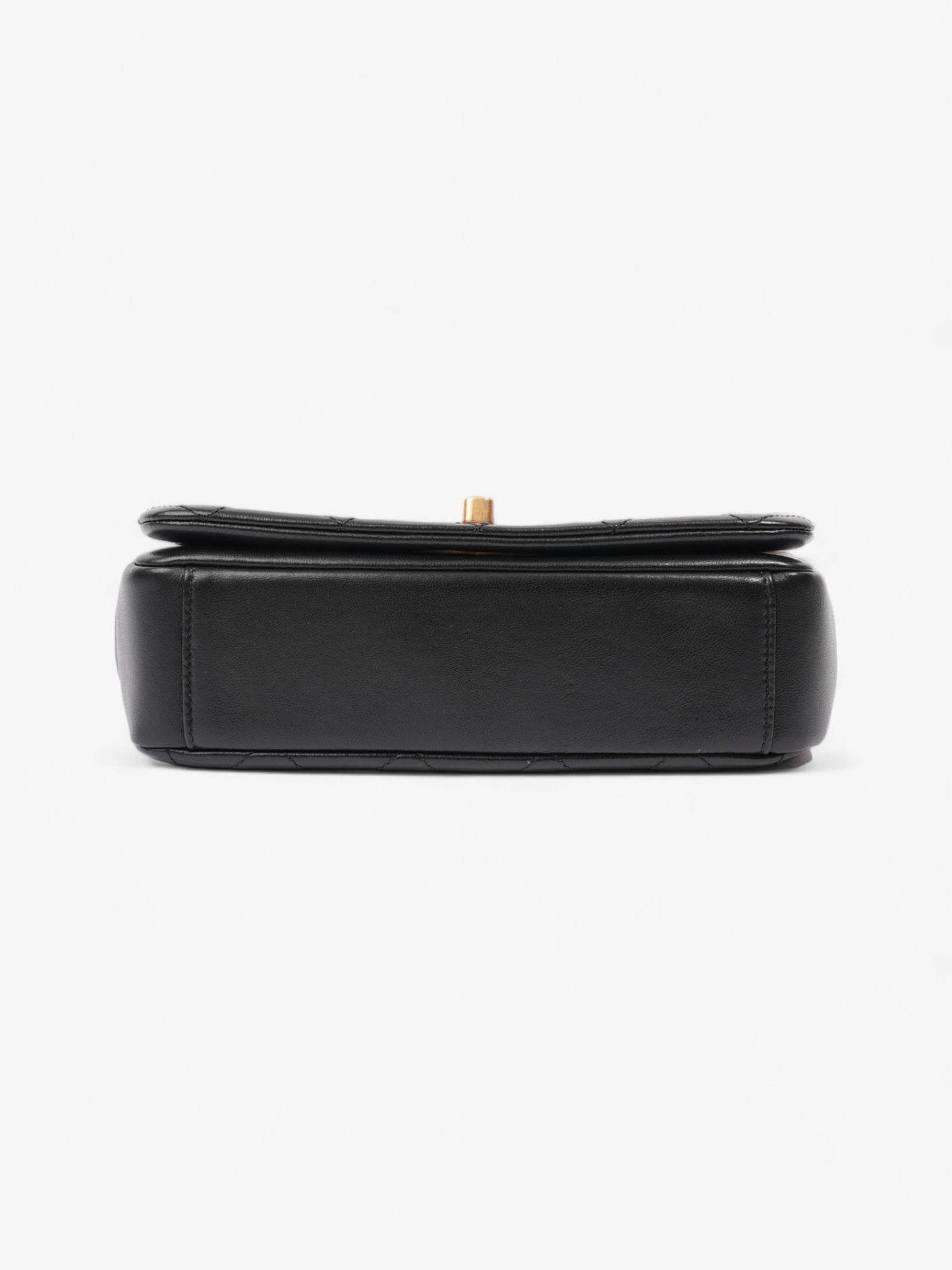 Chanel On And On Full Flap Black Lambskin Leather Small