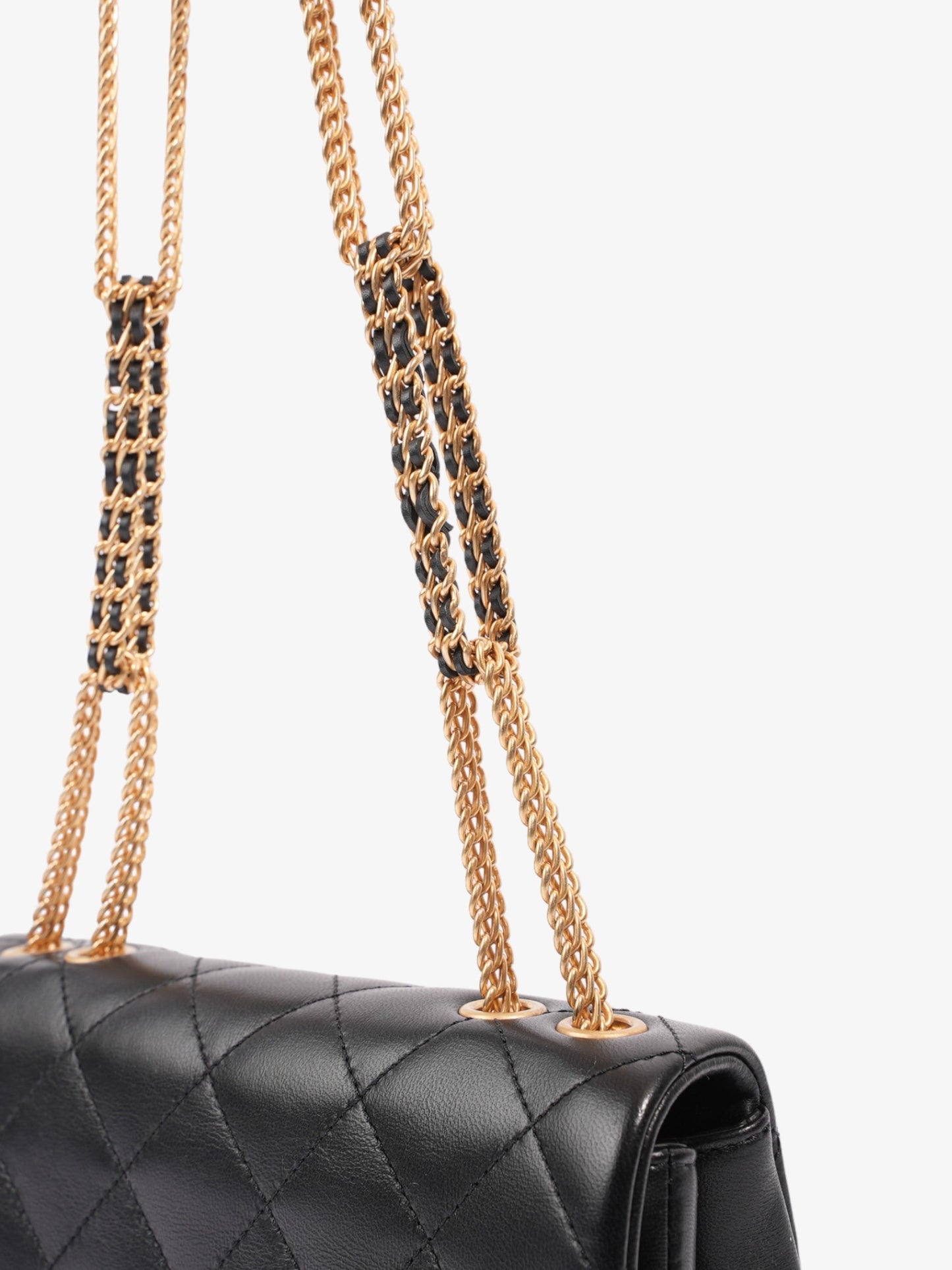 Chanel On And On Full Flap Black Lambskin Leather Small