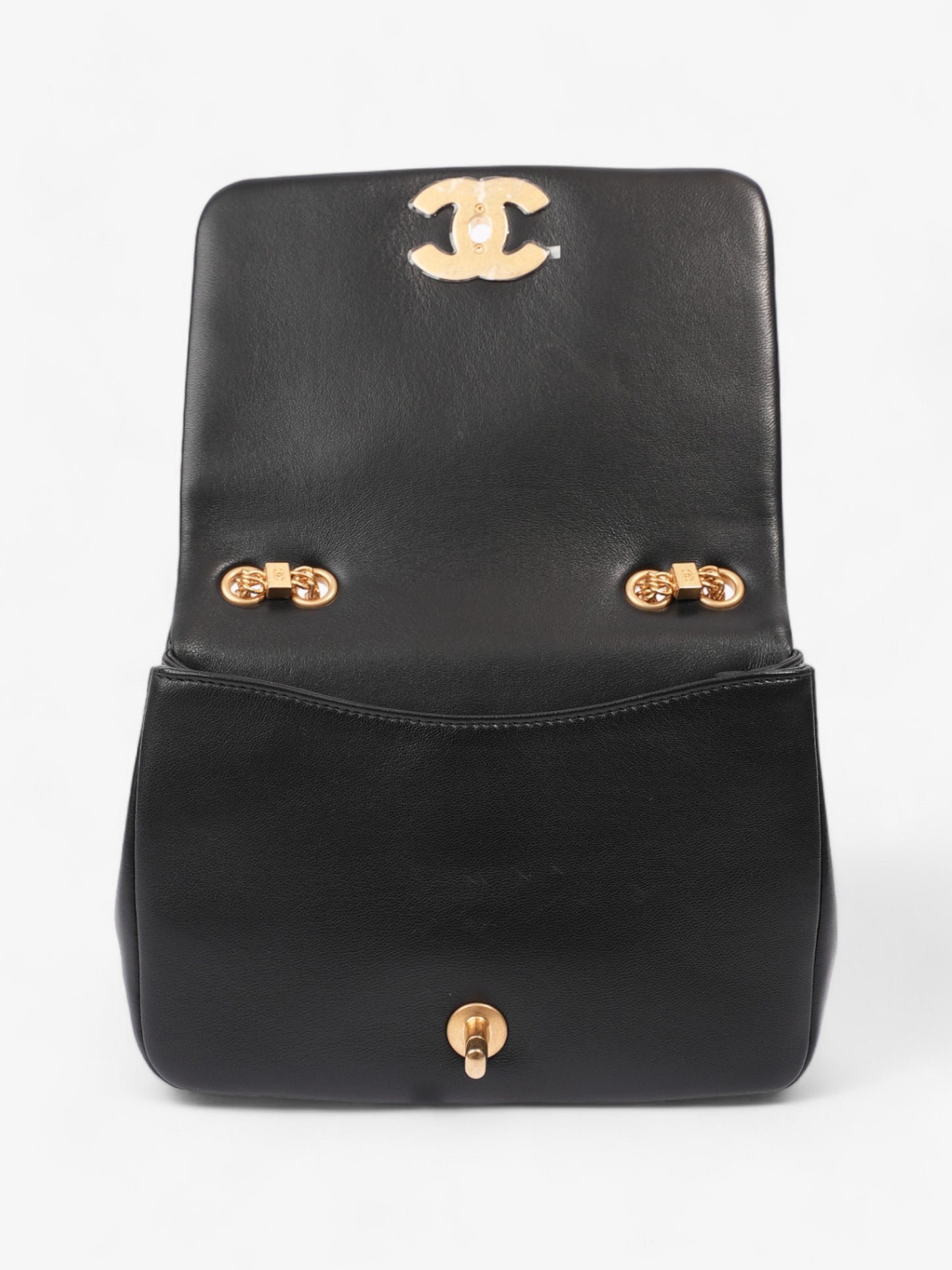 Chanel On And On Full Flap Black Lambskin Leather Small