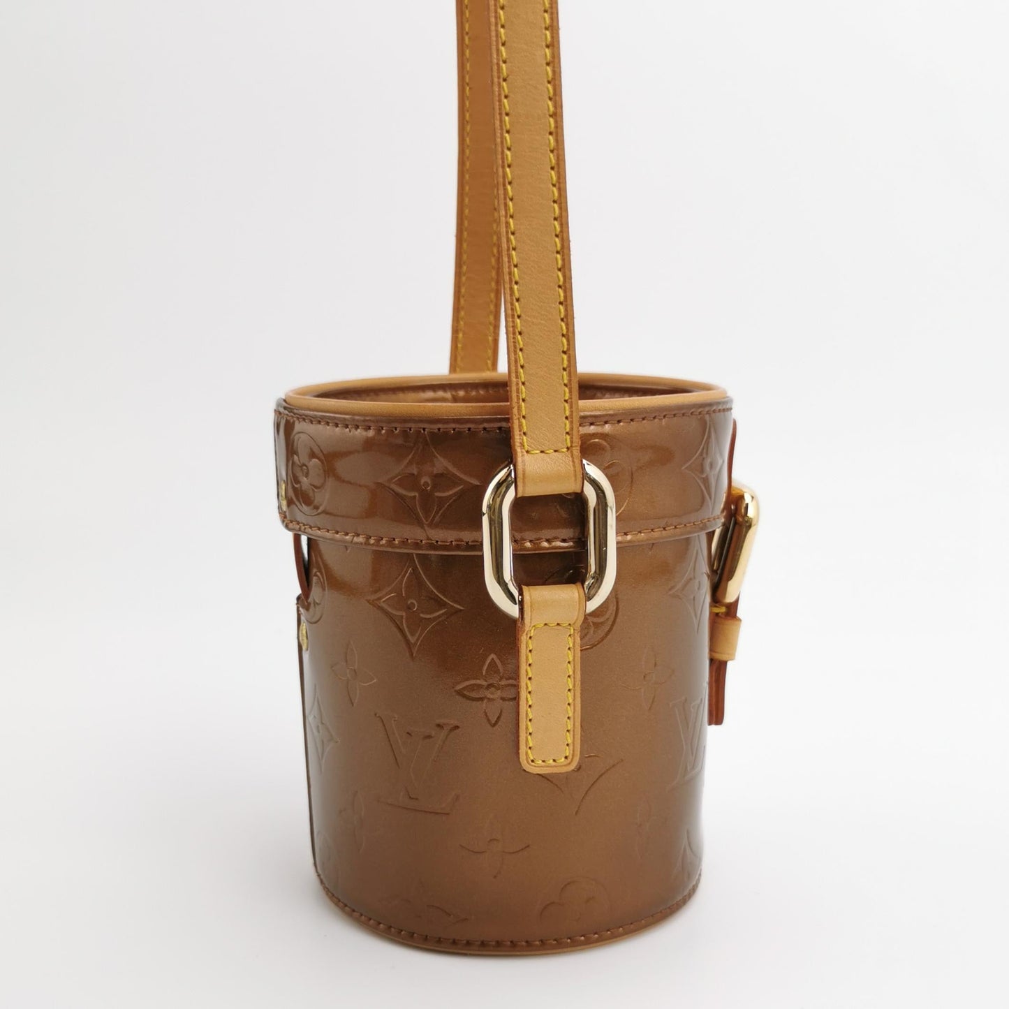 Louis Vuitton Astor Patent Leather Burnt Orange Brown Bucket Crossbody Bag