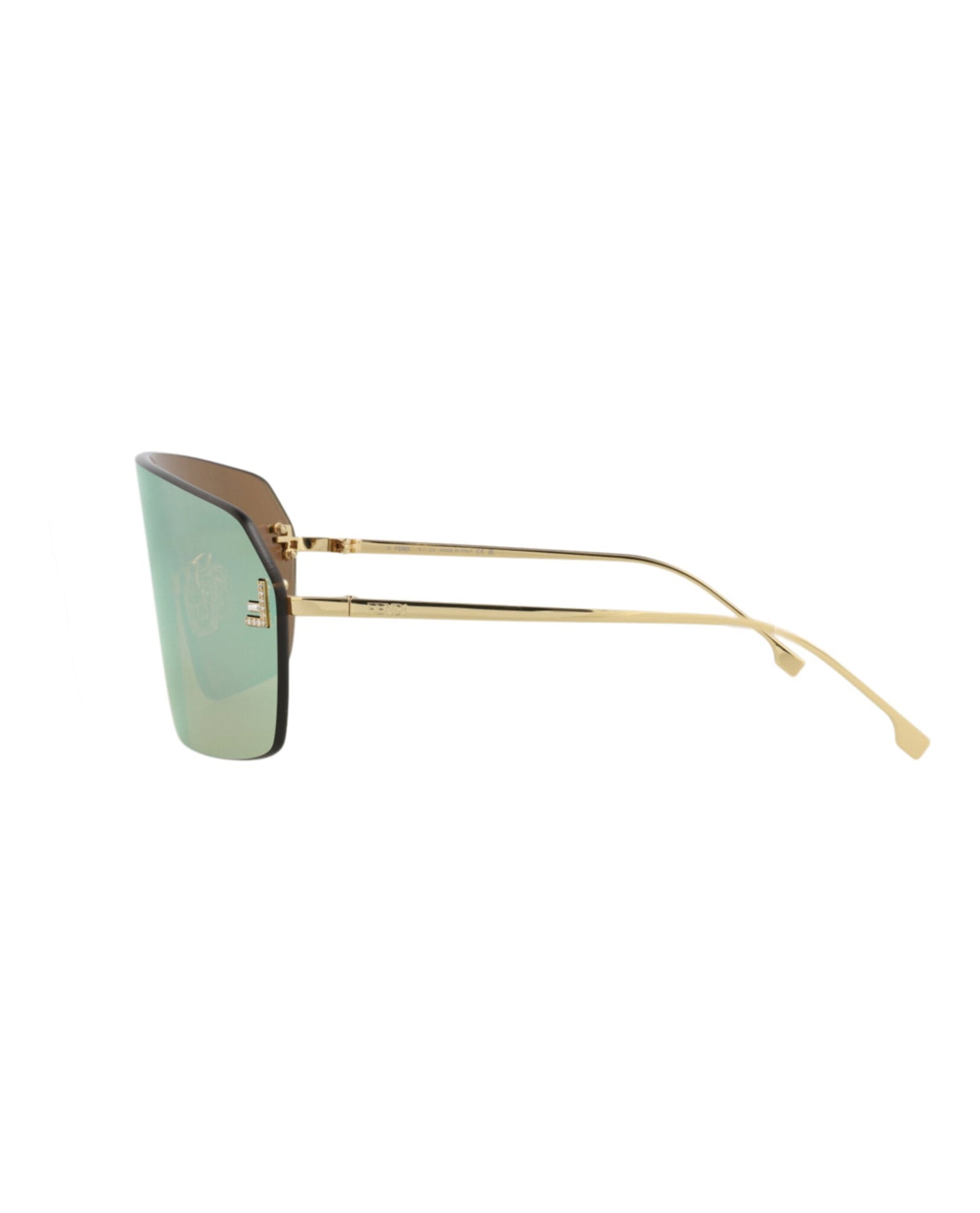 Fendi Womens Shield/Wrap Gold Gold Gold Fashion Designer Eyewear