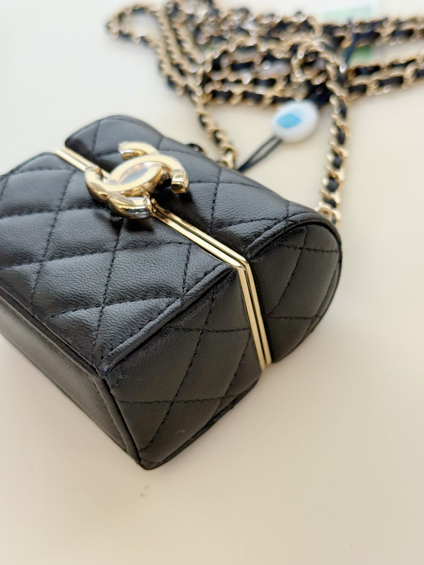 Chanel Lambskin Quilted Box With Chain