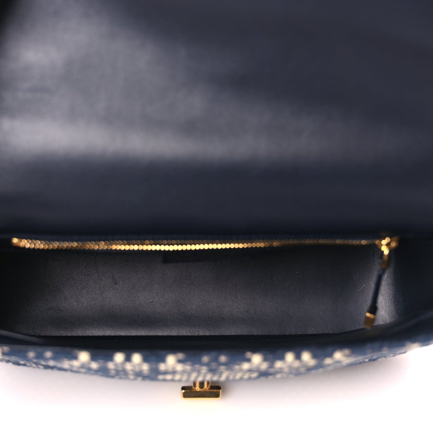 Christian Dior Fabric Macrocannage Woven Medium Caro Bag Blue White