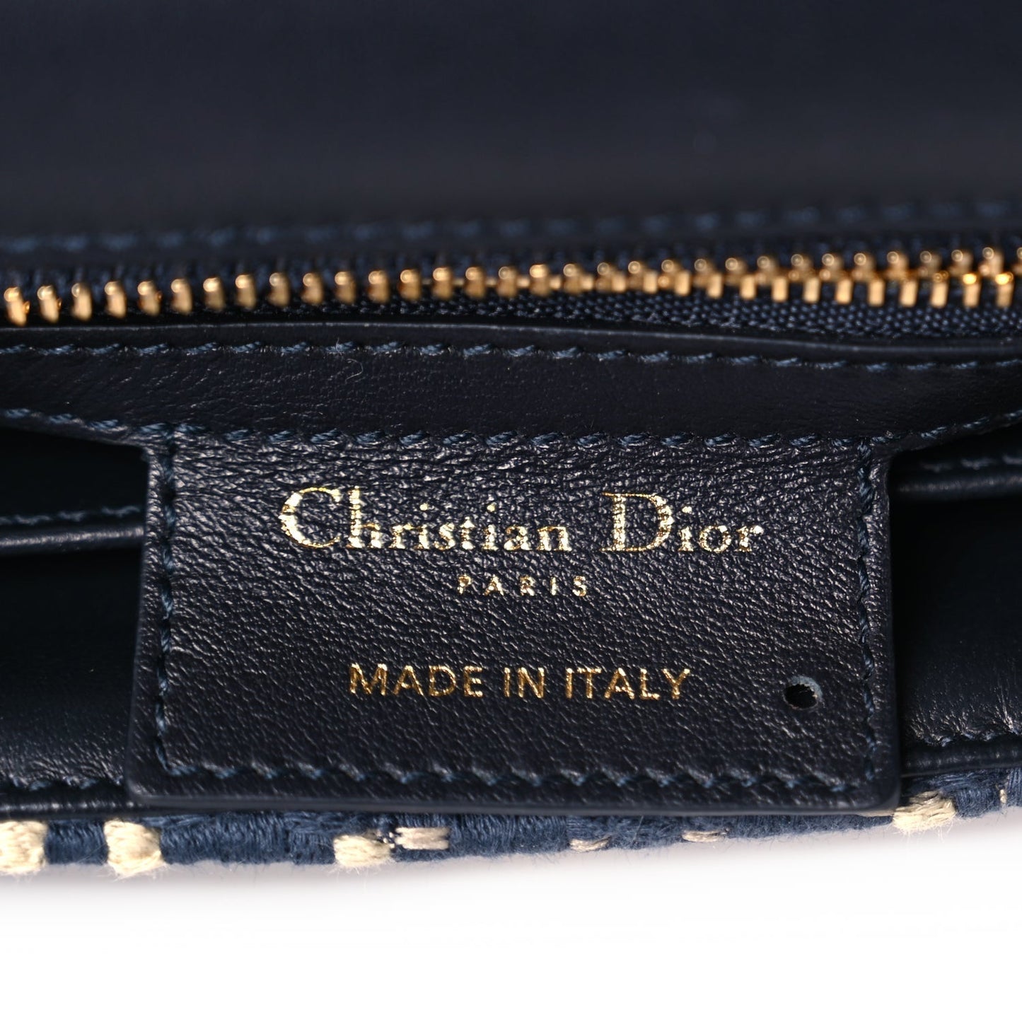 Christian Dior Fabric Macrocannage Woven Medium Caro Bag Blue White