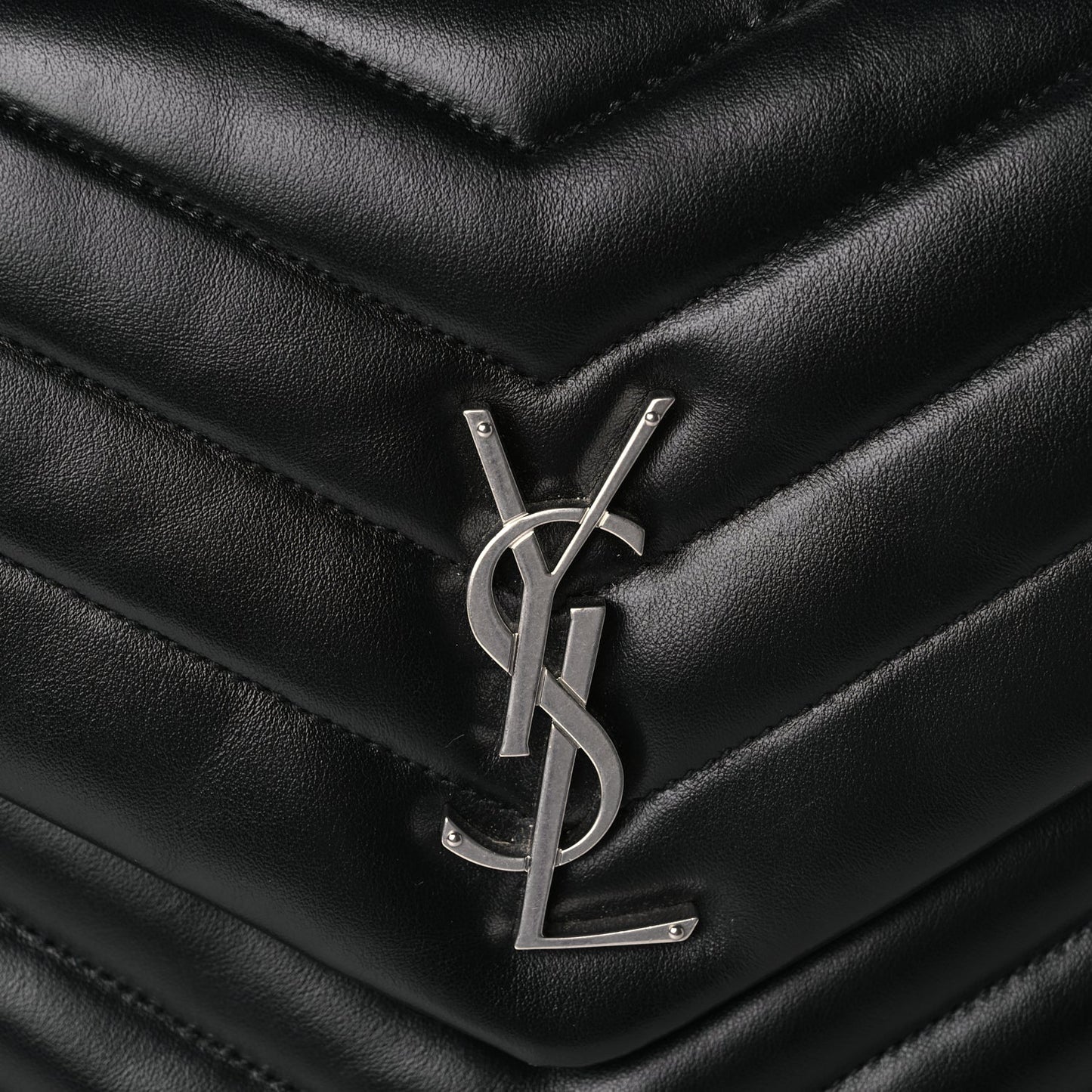 Saint Laurent Calfskin Y Quilted Monogram Medium Loulou Chain Satchel Black