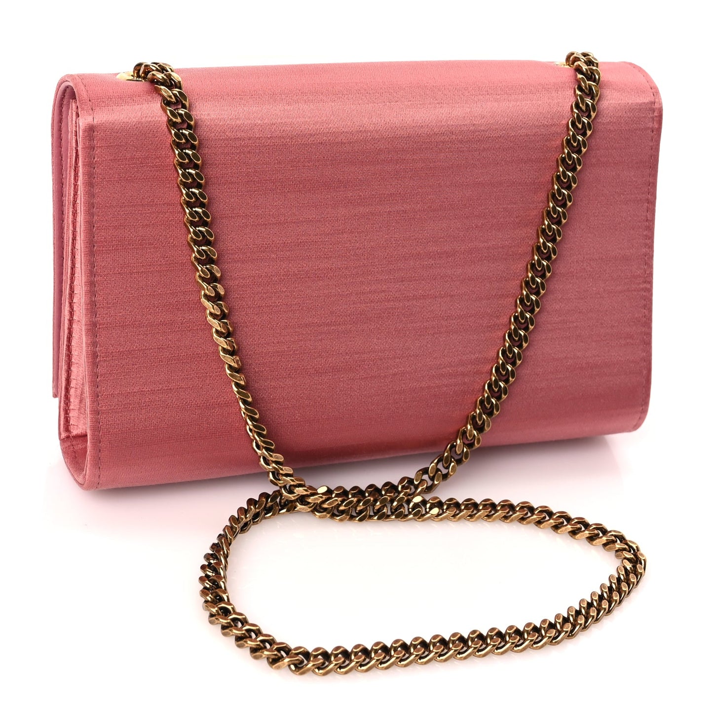 Saint Laurent Satin Small Classic Monogram Kate Tassel Satchel Coral Rose