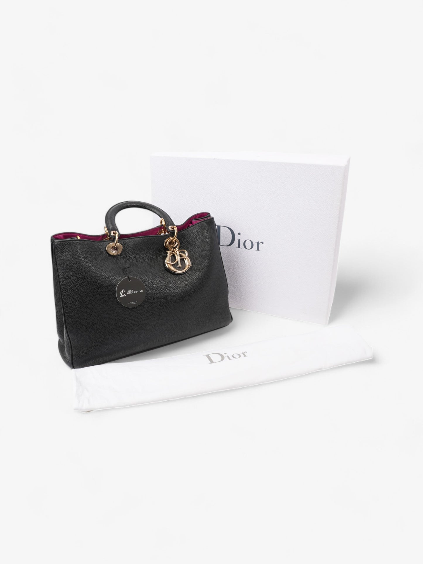 Christian Dior Diorissimo Satchel Black Calfskin Leather Large