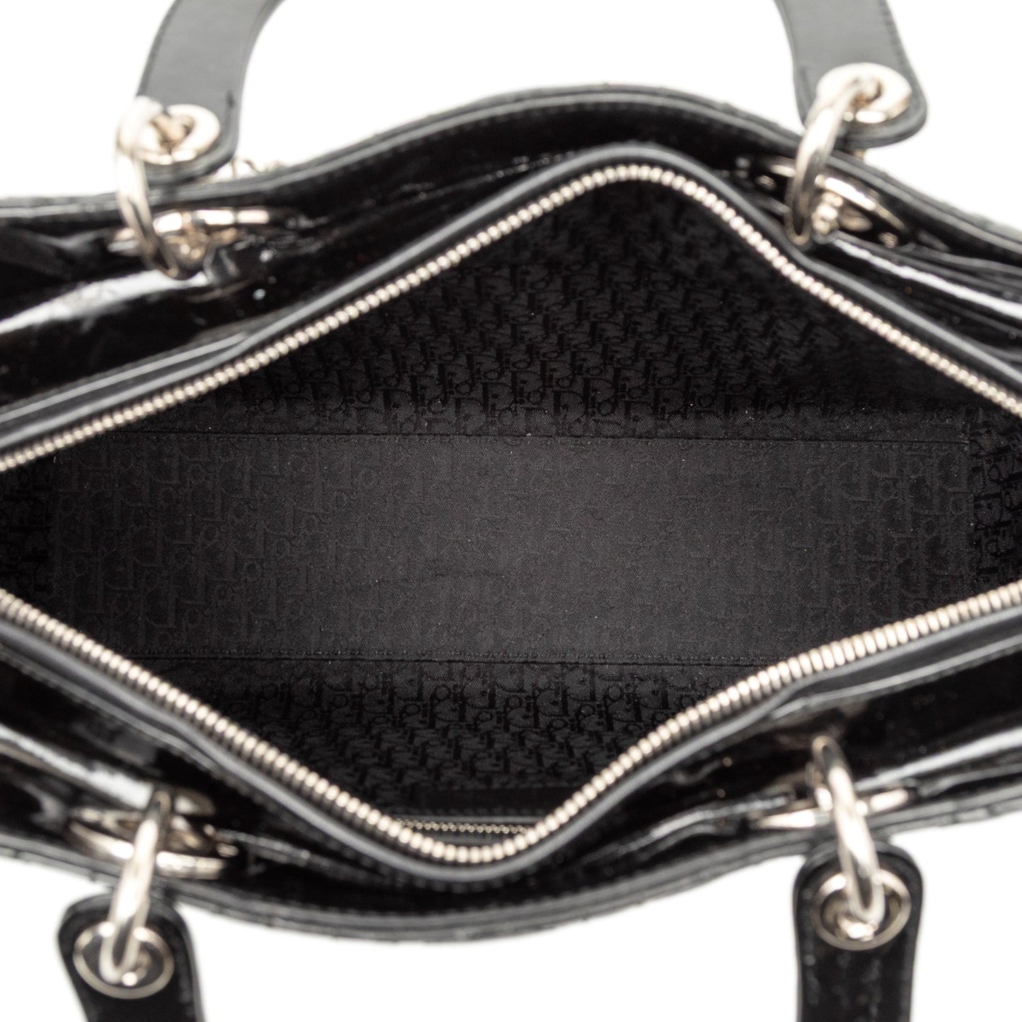 Black Dior Large Patent Cannage Lady Dior Satchel