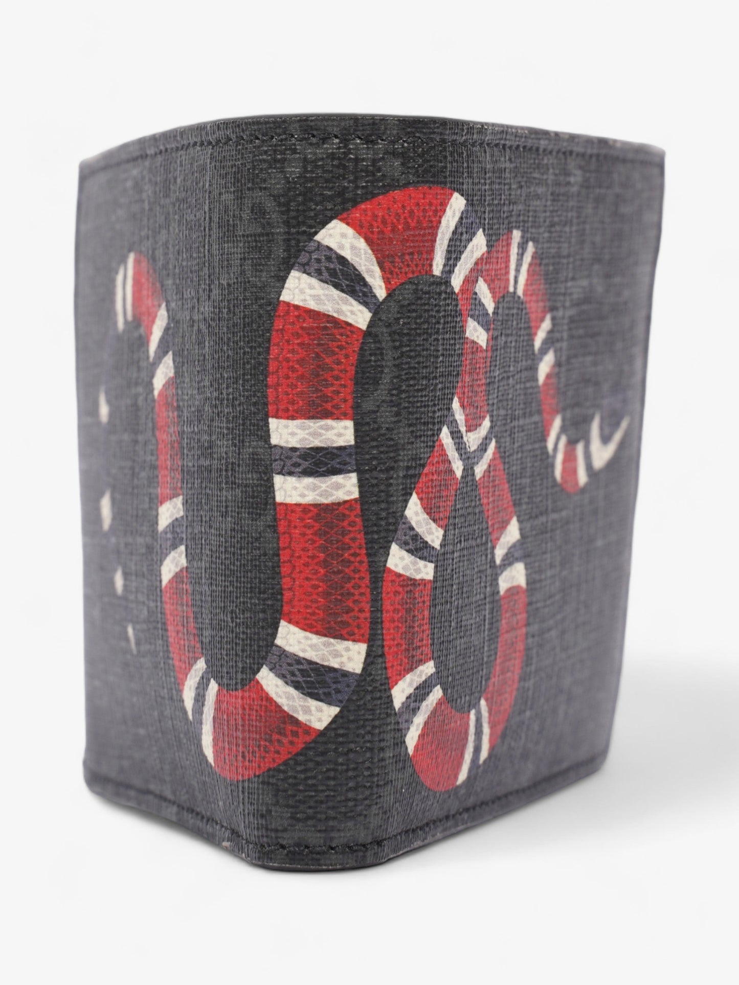 Gucci Kingsnake Print Wallet Black GG Supreme / Red / Navy Coated Canvas