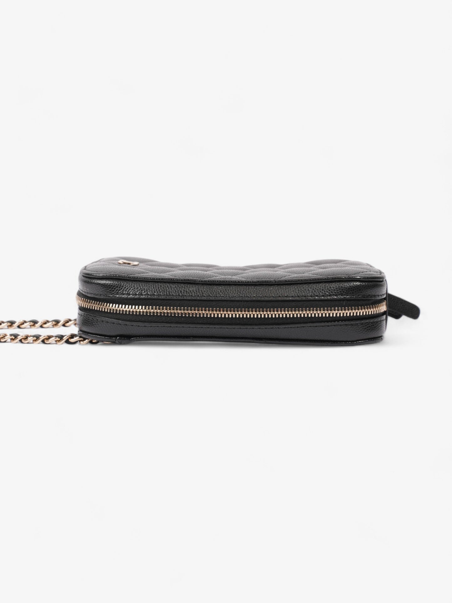 Chanel Quilted Phone Holder Black Caviar Leather