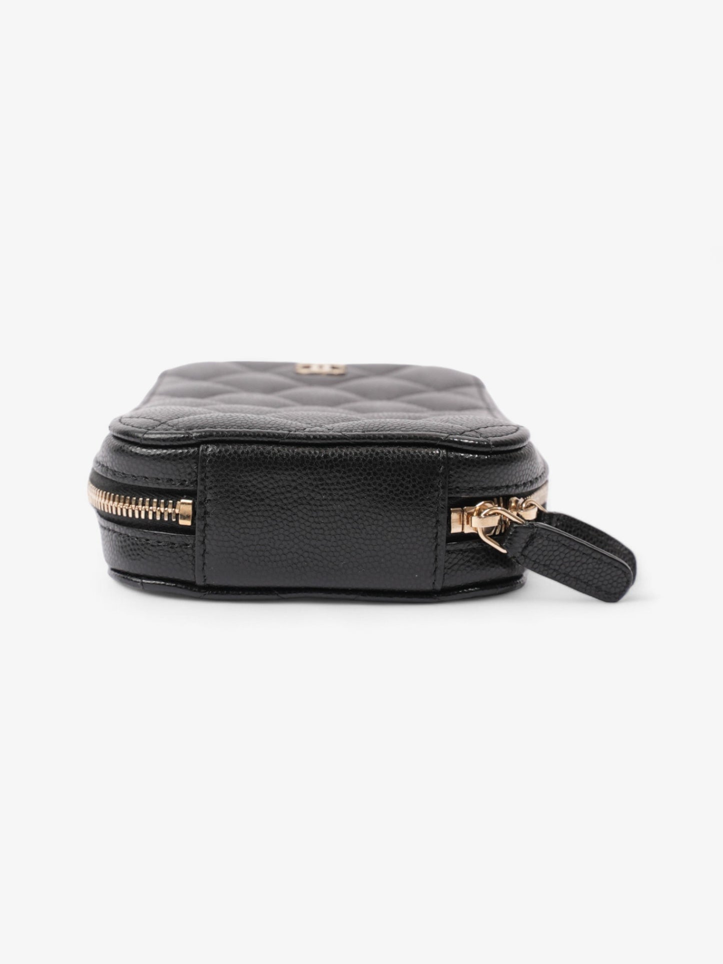 Chanel Quilted Phone Holder Black Caviar Leather