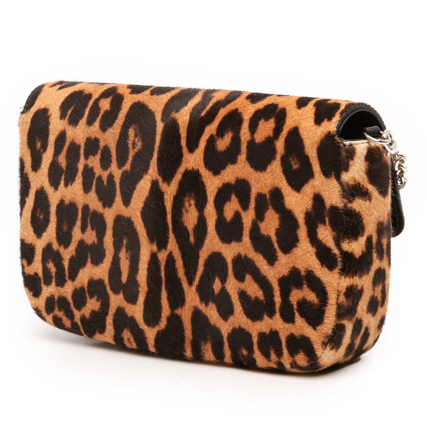 Brown Dior Leopard Print Pony Hair Miss Dior Chain Flap Crossbody Bag