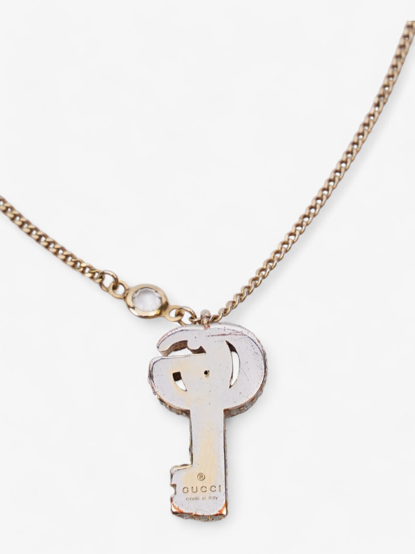 Gucci GG Key Pendant with Crystals Gold / White Base Metal