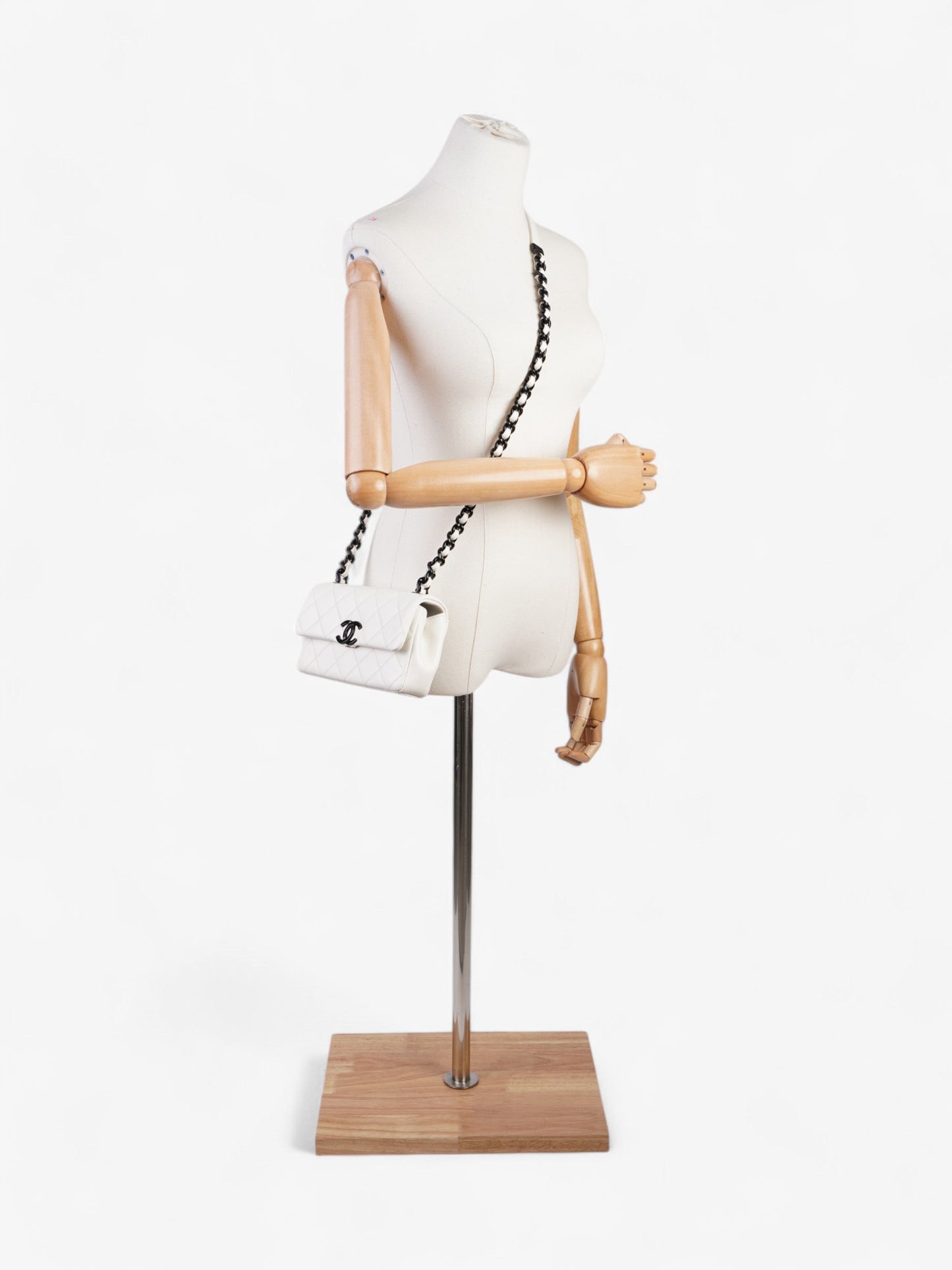 Chanel My Everything Flap White / Black Caviar Leather Small