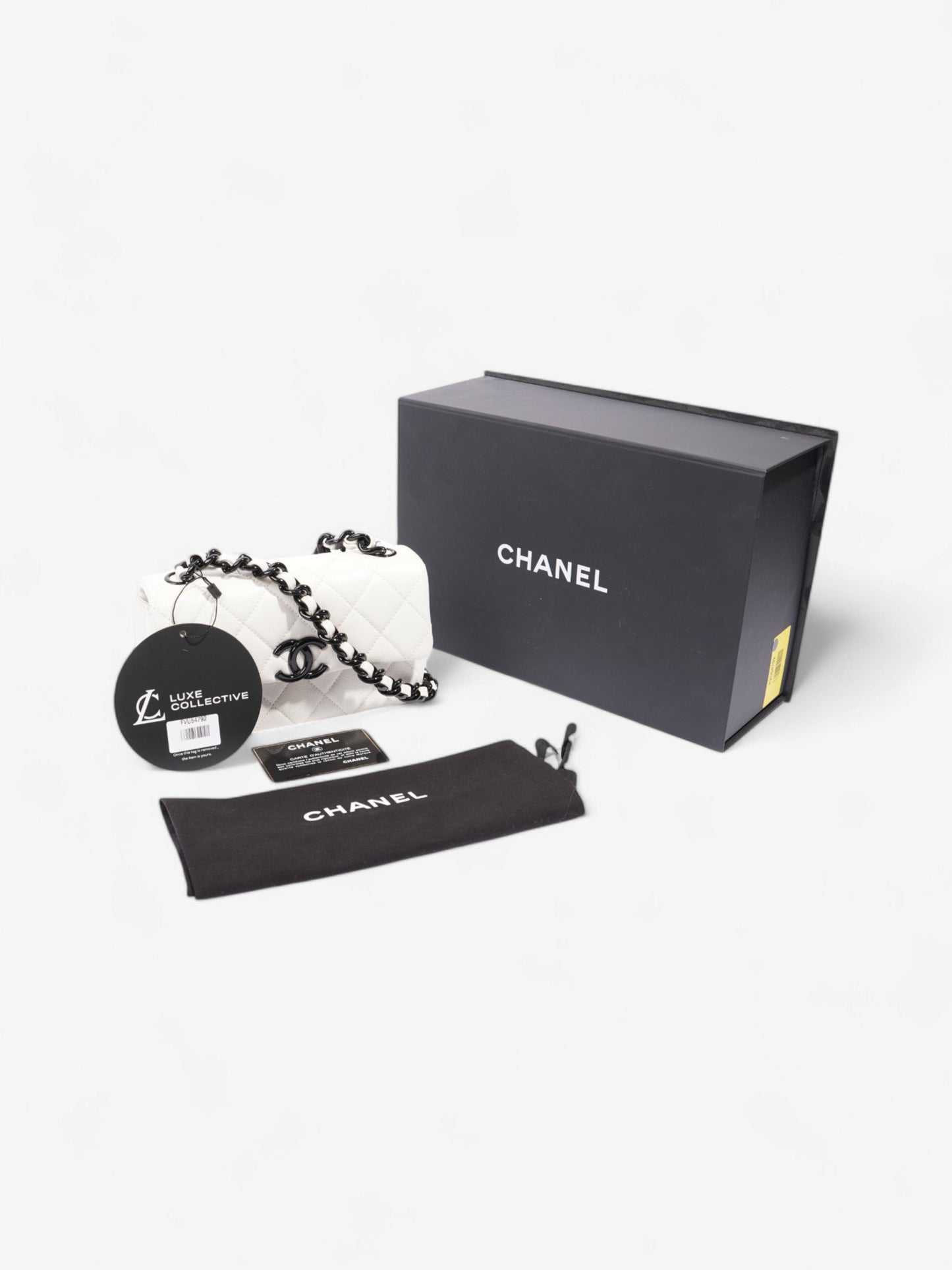 Chanel My Everything Flap White / Black Caviar Leather Small