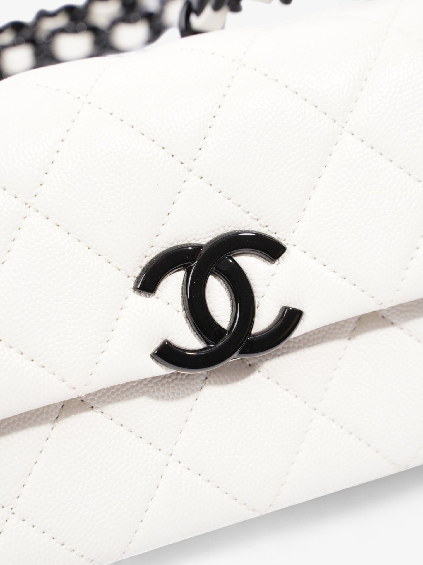Chanel My Everything Flap White / Black Caviar Leather Small