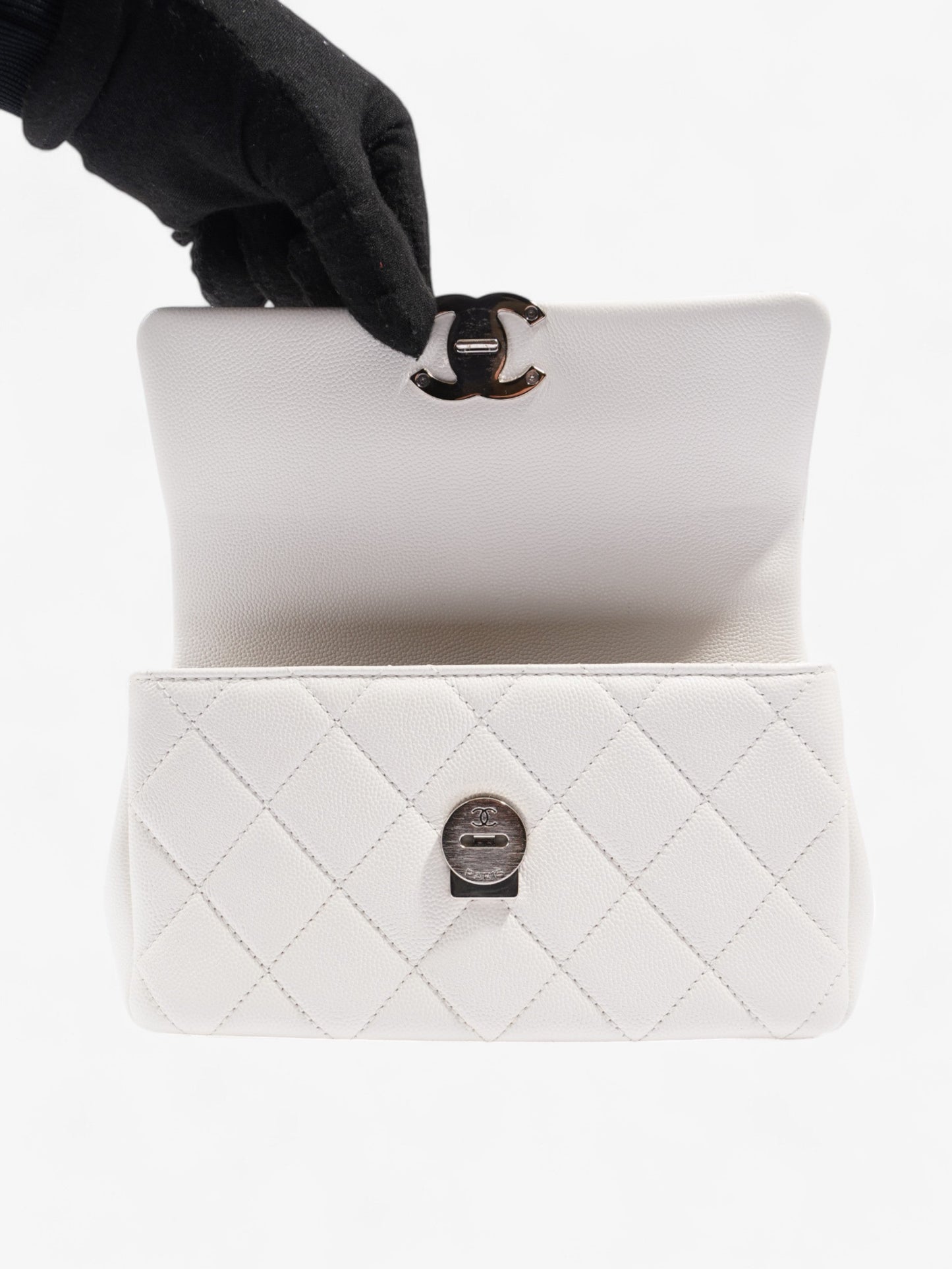 Chanel My Everything Flap White / Black Caviar Leather Small