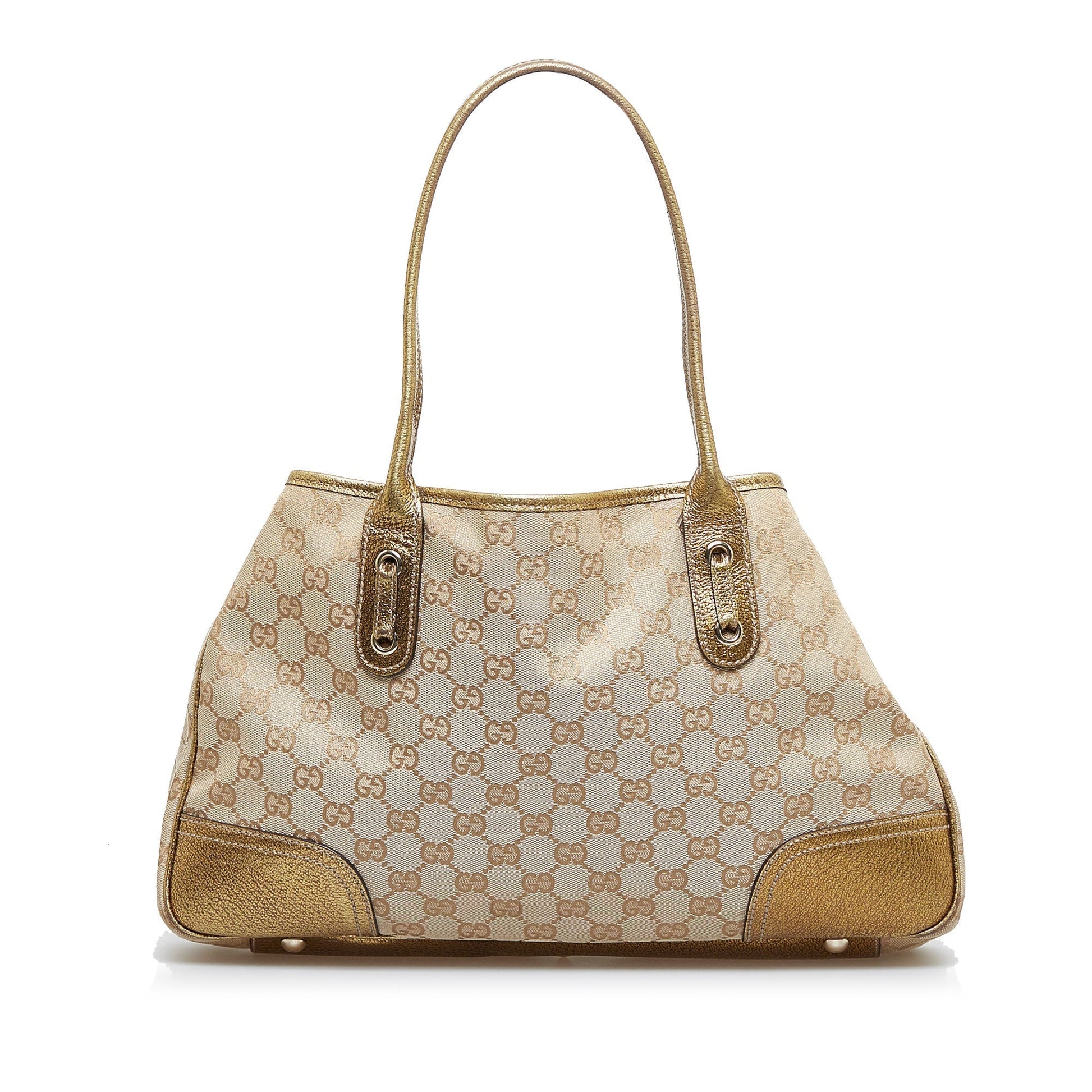 Gucci Princy Brown Leather Canvas Tote