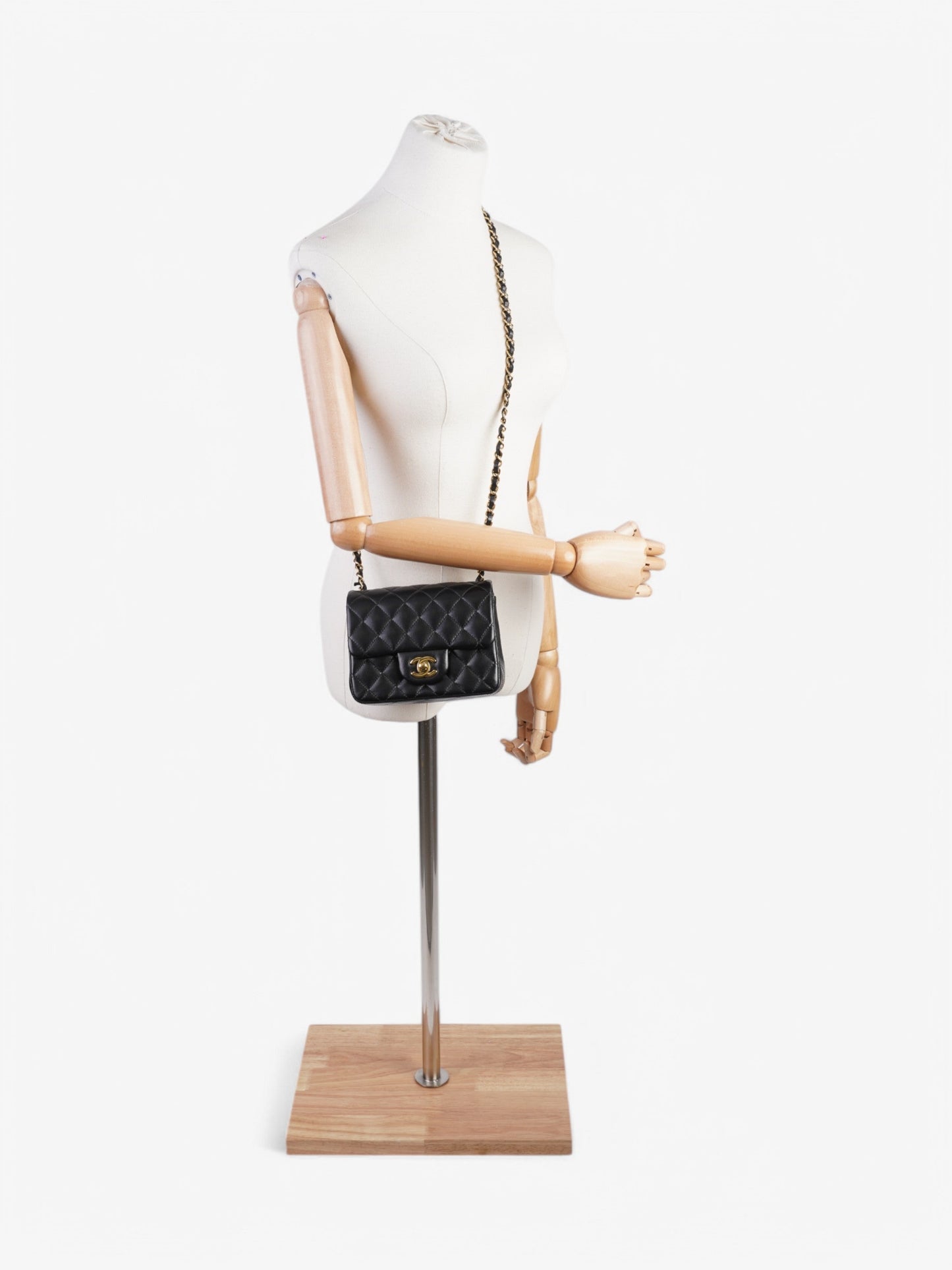 Chanel Classic Square Flap Black Lambskin Leather Mini