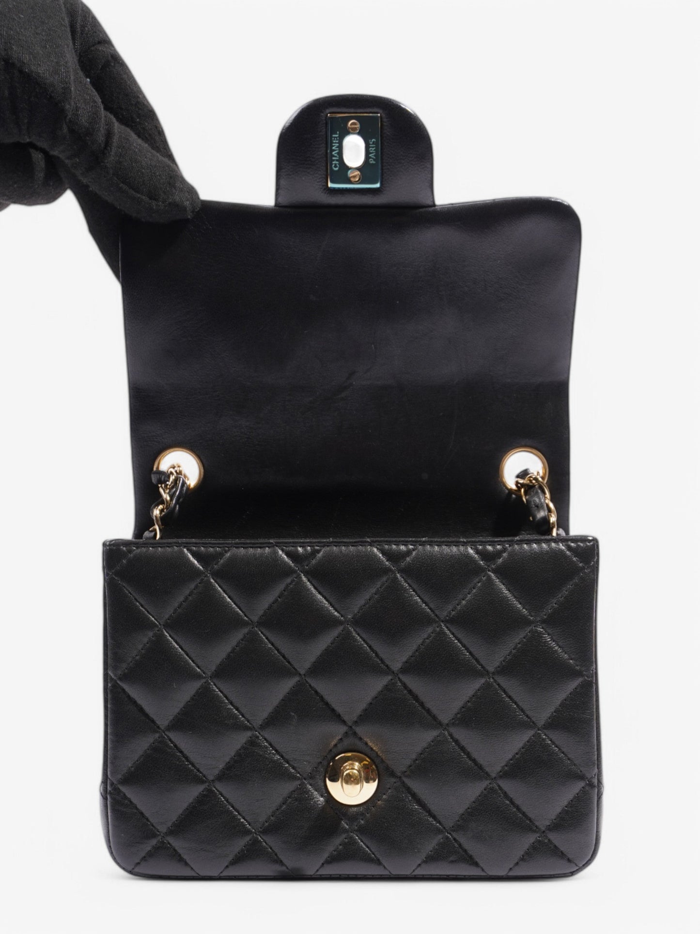 Chanel Classic Square Flap Black Lambskin Leather Mini