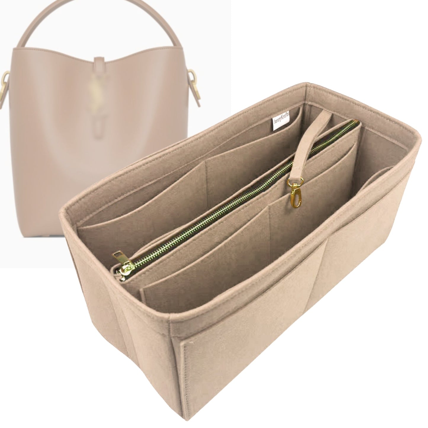 Organizer for [LE 37 in shiny leather, Saint Laurent (YSL)] Bag Insert (Felt, with Detachable Zip Pouch)