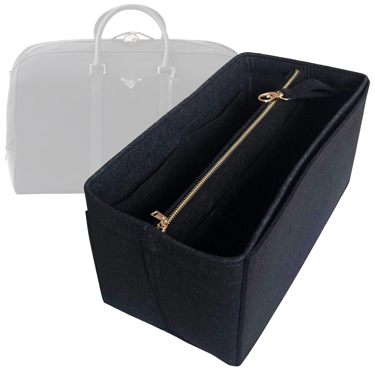 Organizer for [Re-Nylon and Saffiano Leather Duffel, Prada] Bag Insert (Felt, with Detachable Zip Pouch)
