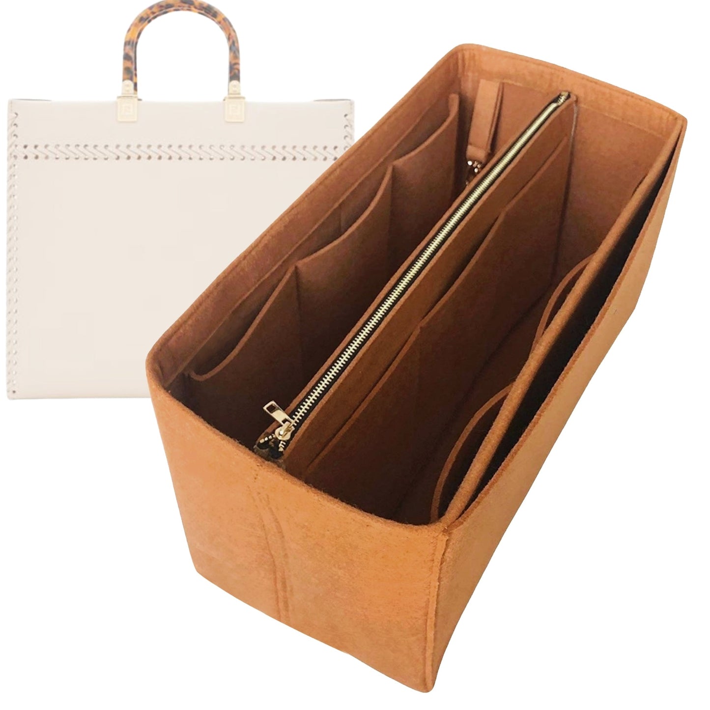 Organizer for [Sunshine Small, Fendi] Bag Insert (Felt, with Detachable Zip Pouch)