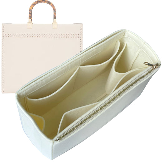 Organizer for [Sunshine Large, Fendi] Bag Insert (Felt, Full-width Zip and Open Pocket)