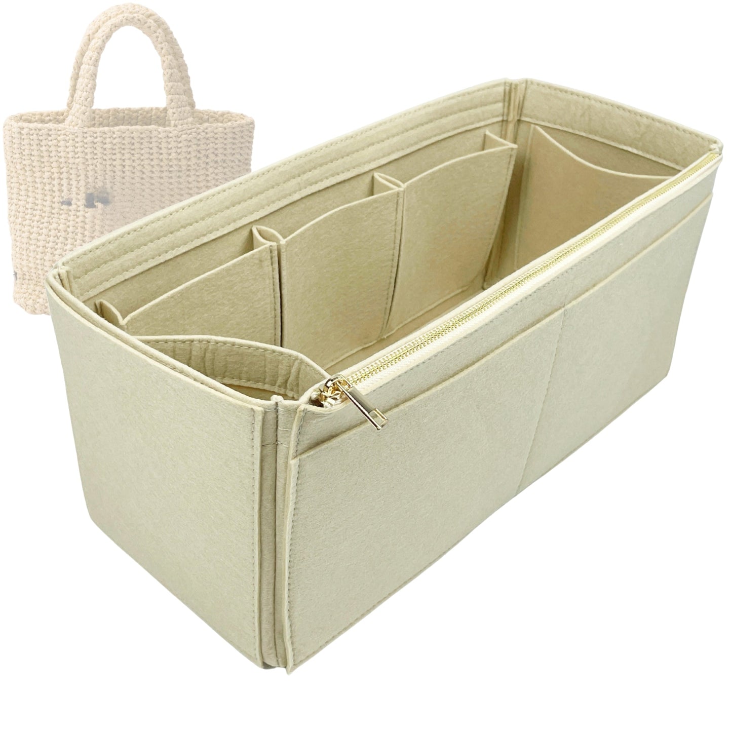 Organizer for [Crochet tote bag, Prada] Bag Insert (Felt, Wide Open Pockets)