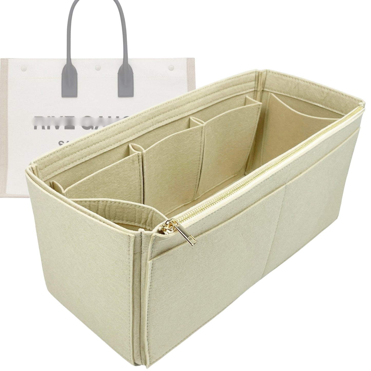 Organizer for [Rive Gauche Small, Saint Laurent (YSL)] Bag Insert (Felt, Wide Open Pockets)