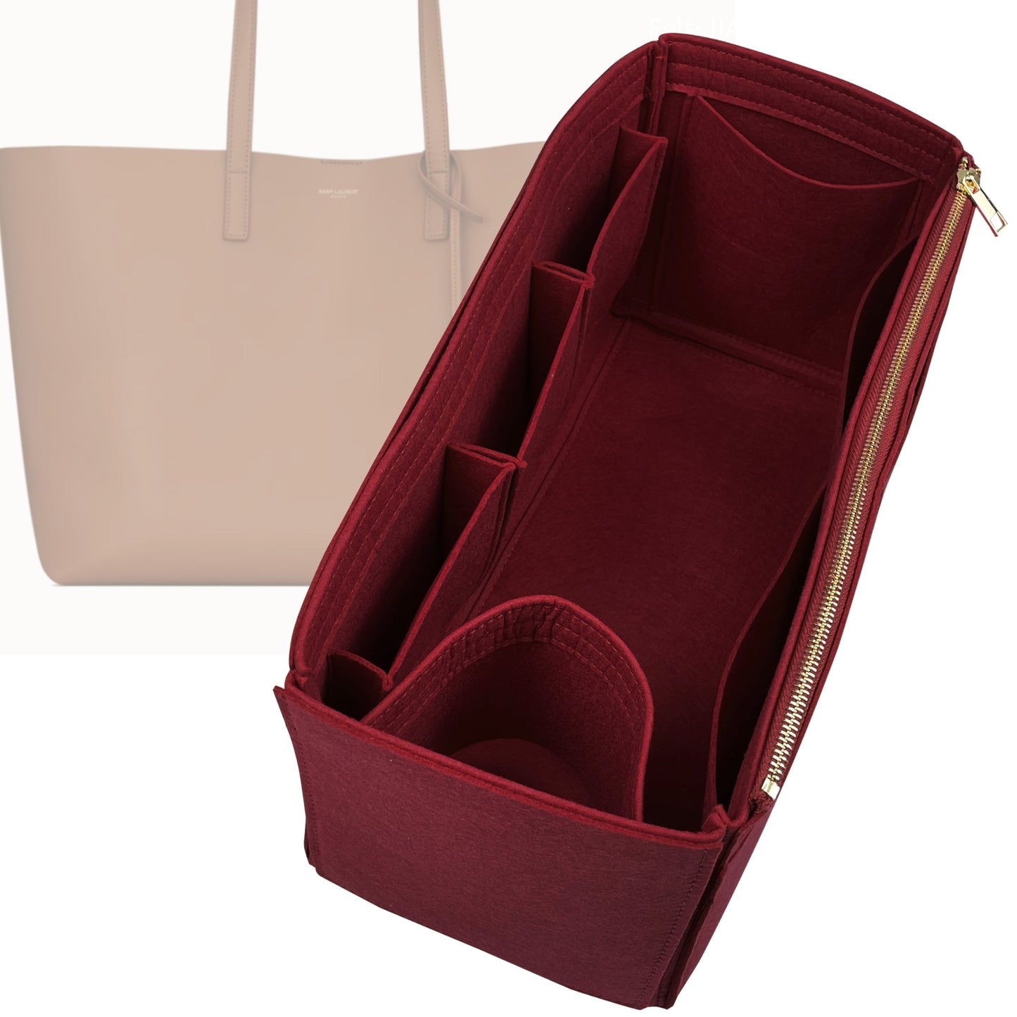 Organizer for [East-West Shopping Tote, Saint Laurent (YSL)] Bag Insert (Felt, Wide Open Pockets)