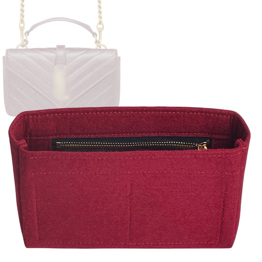 Organizer for [College Mini, Saint Laurent (YSL)] Bag Insert (Felt, Slim with Zip Pocket)