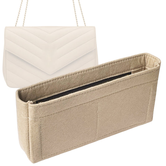Organizer for [Large Loulou in Matelasse, Saint Laurent (YSL)] Bag Insert (Felt, Slim with Zip Pocket)