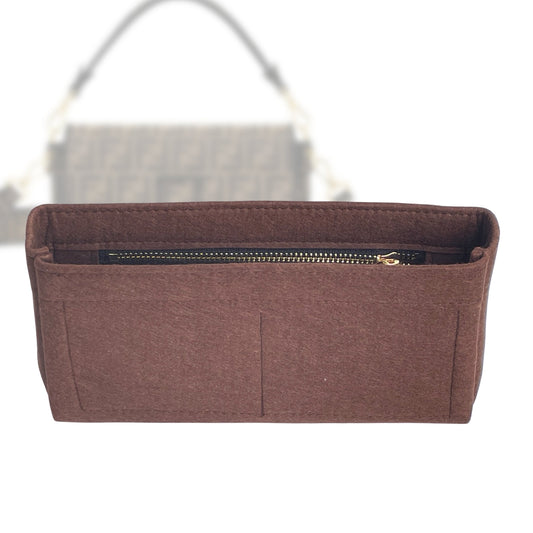 Organizer for [Baguette Large, Fendi] Bag Insert (Felt, Slim with Zip Pocket)