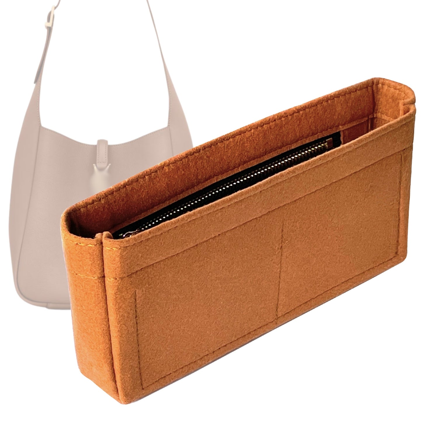 Organizer for [LE 5 A 7 Supple Large, Saint Laurent (YSL)] Bag Insert (Felt, Slim with Zip Pocket)