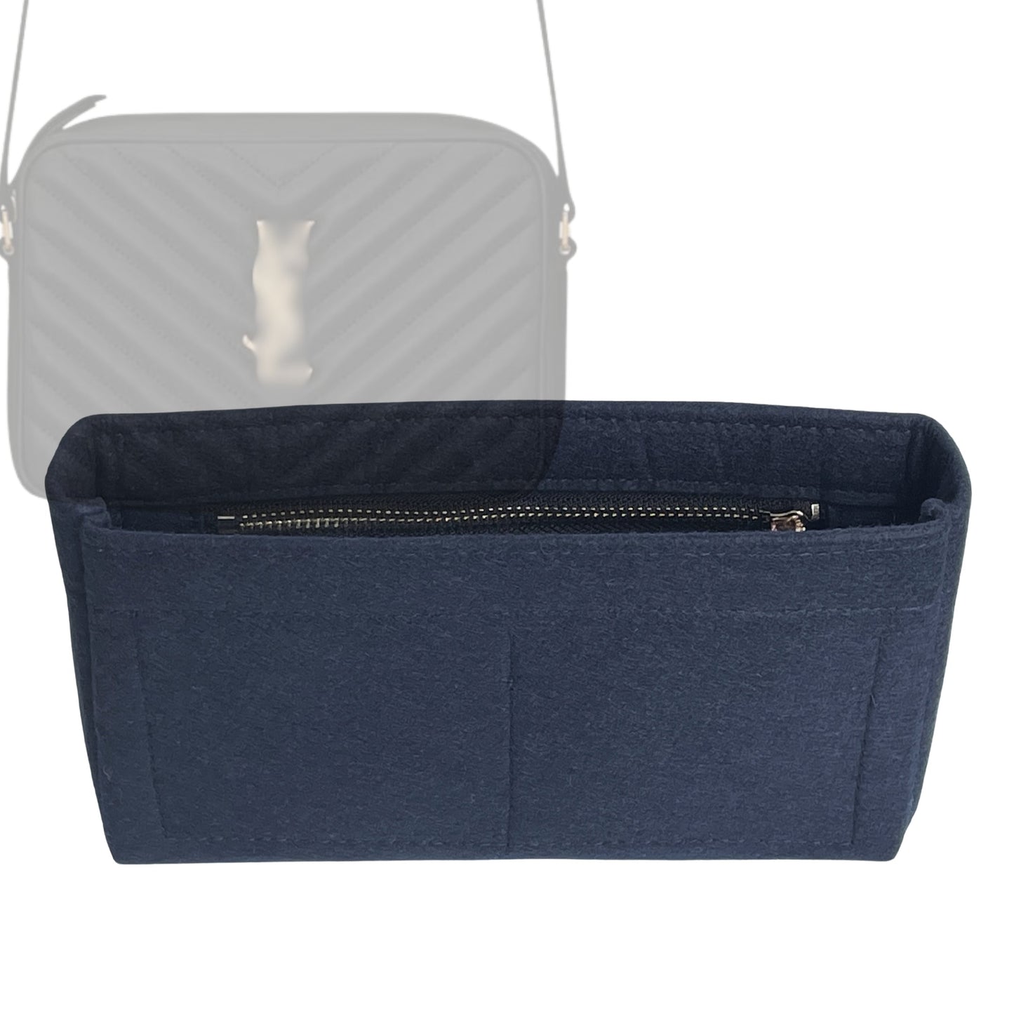 Organizer for [Mini Lou Bag, Saint Laurent (YSL)] Bag Insert (Felt, Slim with Zip Pocket)