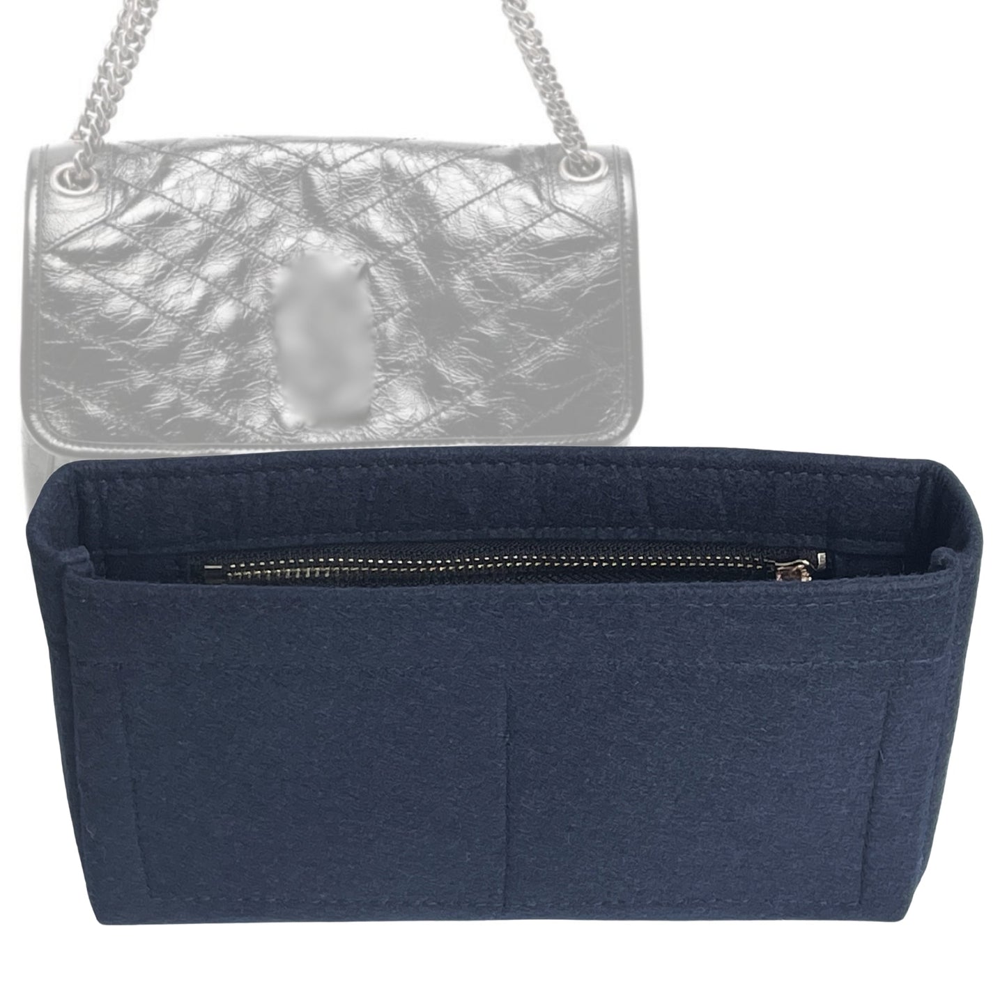 Organizer for [NIKI Large, Saint Laurent (YSL)] Bag Insert (Felt, Slim with Zip Pocket)