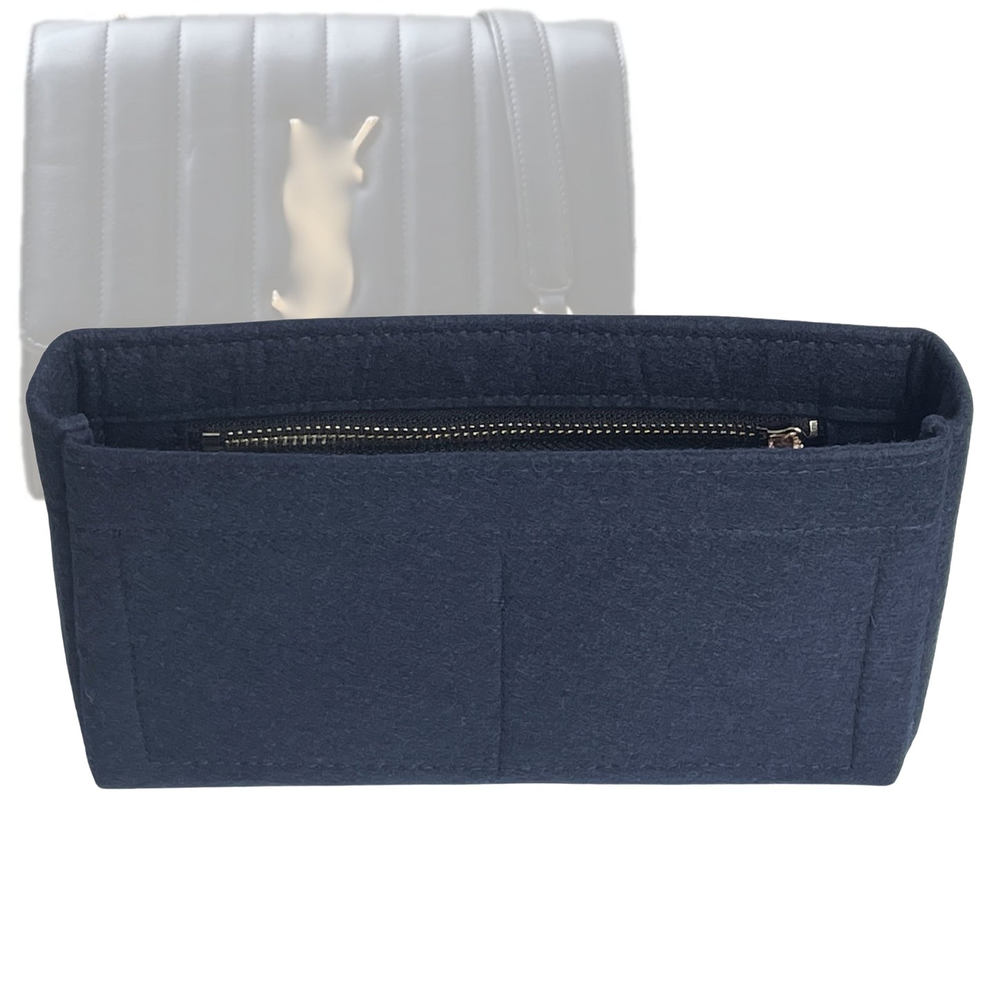 Organizer for [Large Vicky Chain, Saint Laurent (YSL)] Bag Insert (Felt, Slim with Zip Pocket)