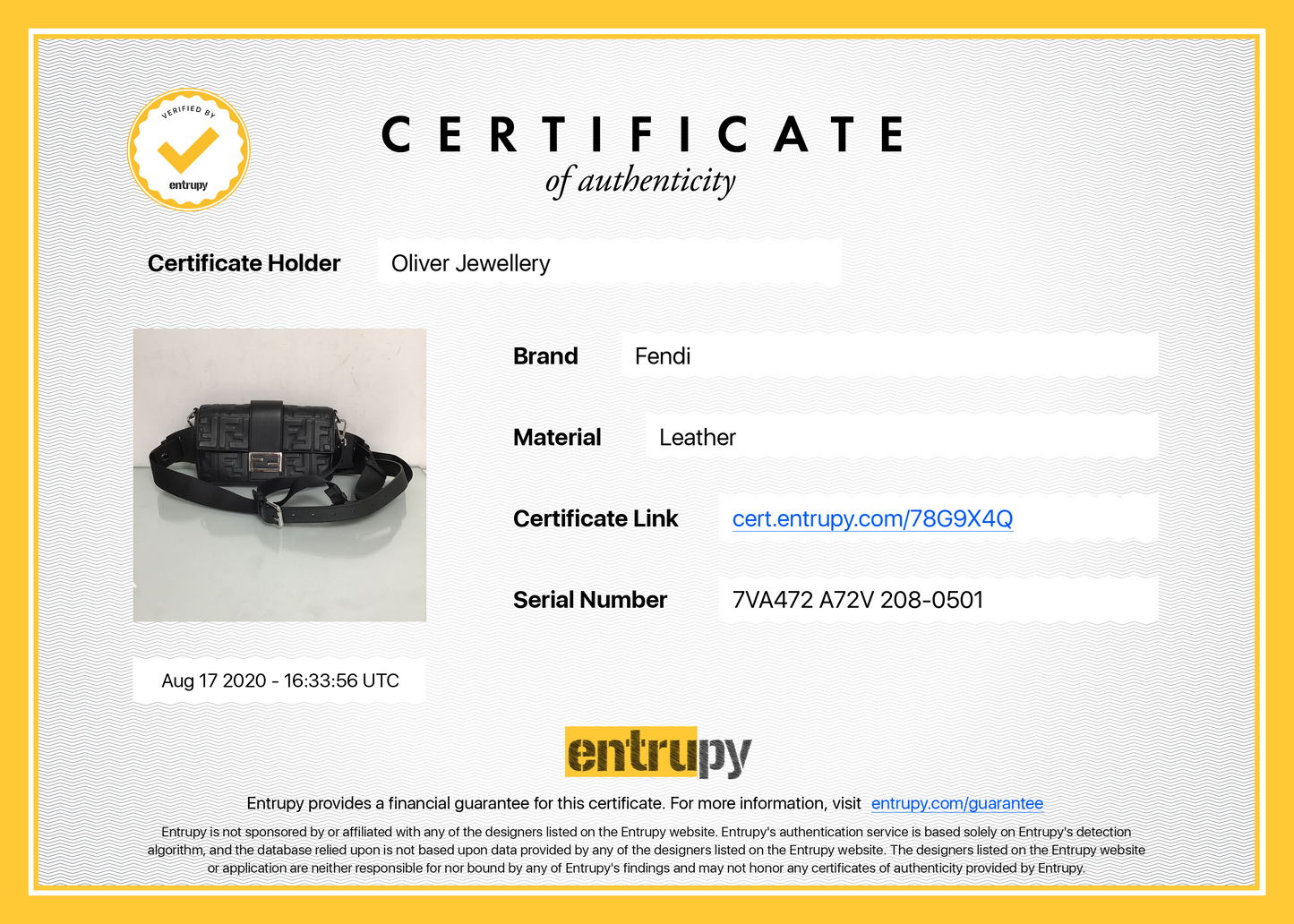 Fendi 2020 FF Zucca Logo Baguette Bag