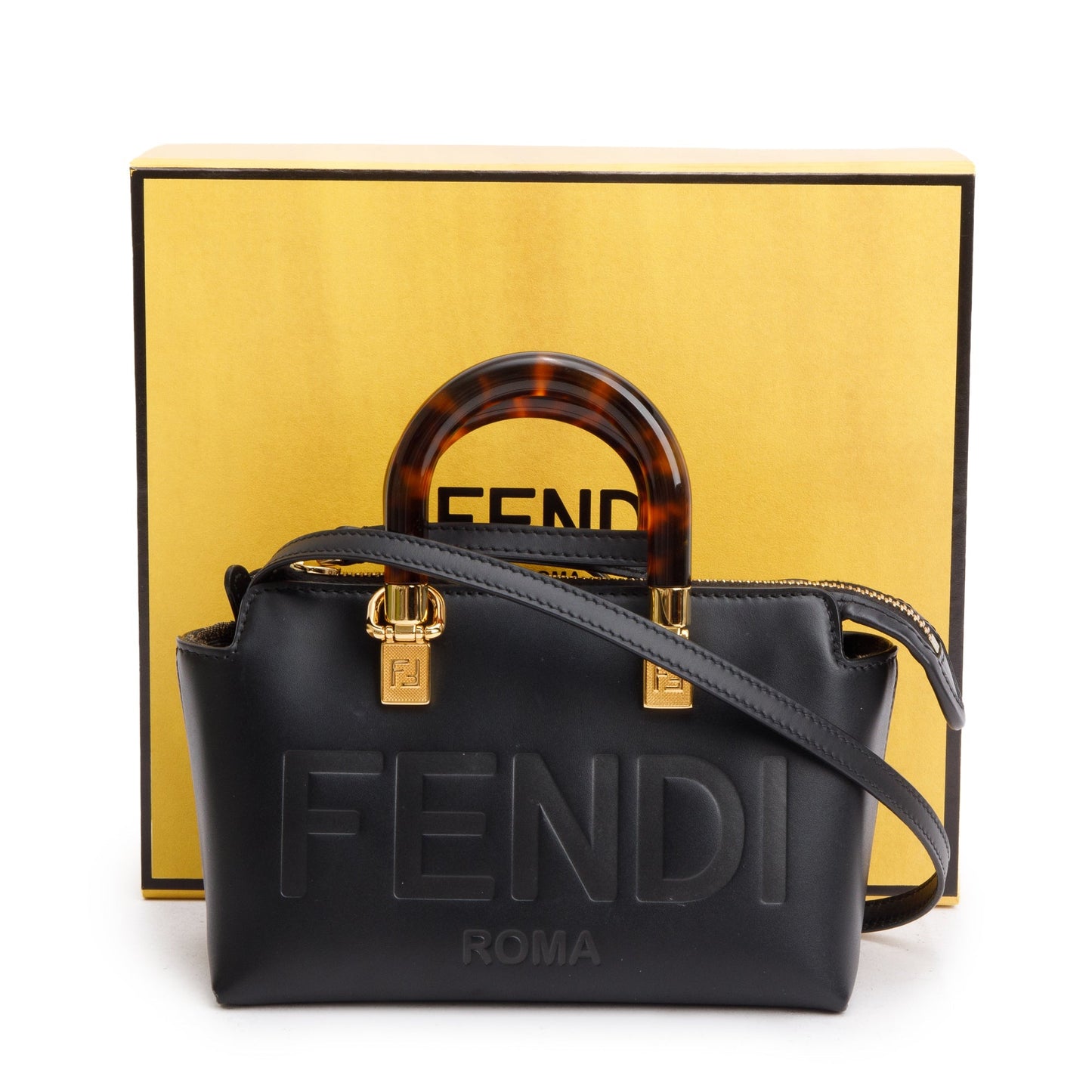 Fendi 2022 Black Leather By the Way Mini Boston Bag