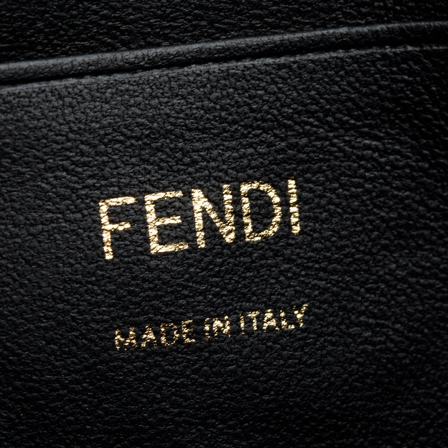Fendi 2023 Black FF Embossed Nappa Leather Mini Be Baguette Chain Crossbody