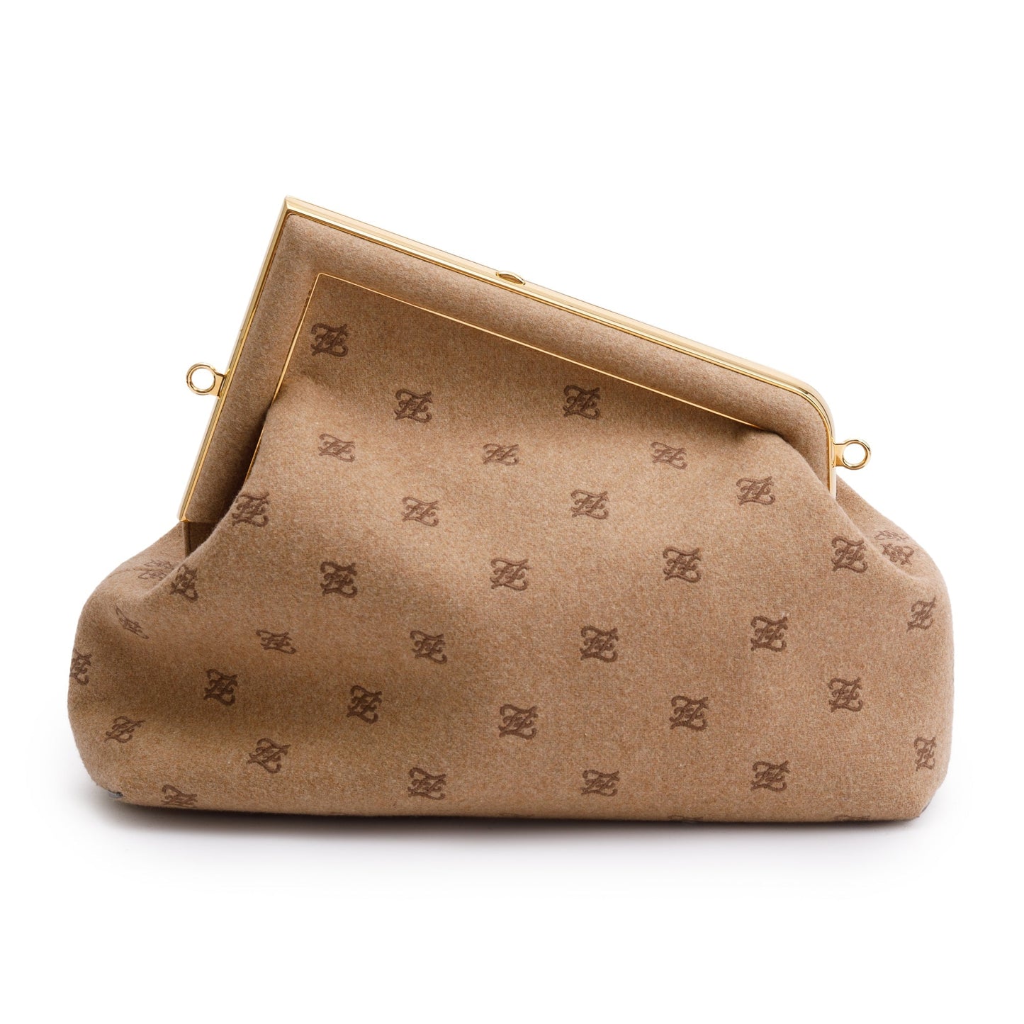 Fendi Beige Flannel Karligraphy Embroidered Medium Fendi First Bag