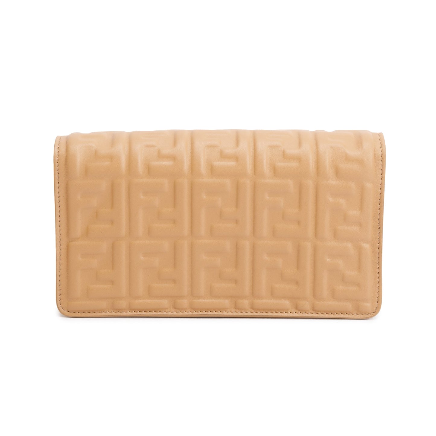 Fendi Beige Leather Baguette Wallet on Chain
